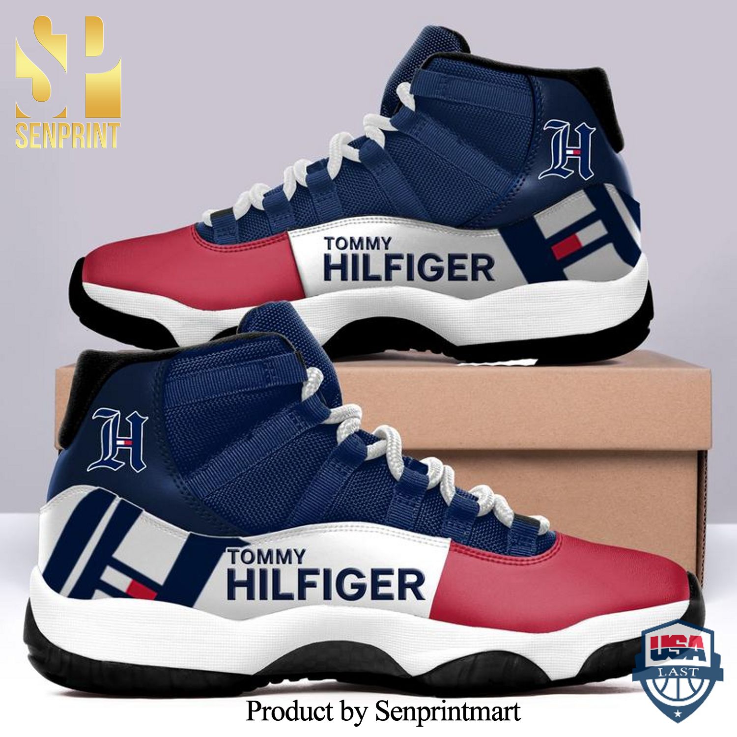 Tommy hilfiger white red sneaker High Fashion Full Printing Air Jordan 11