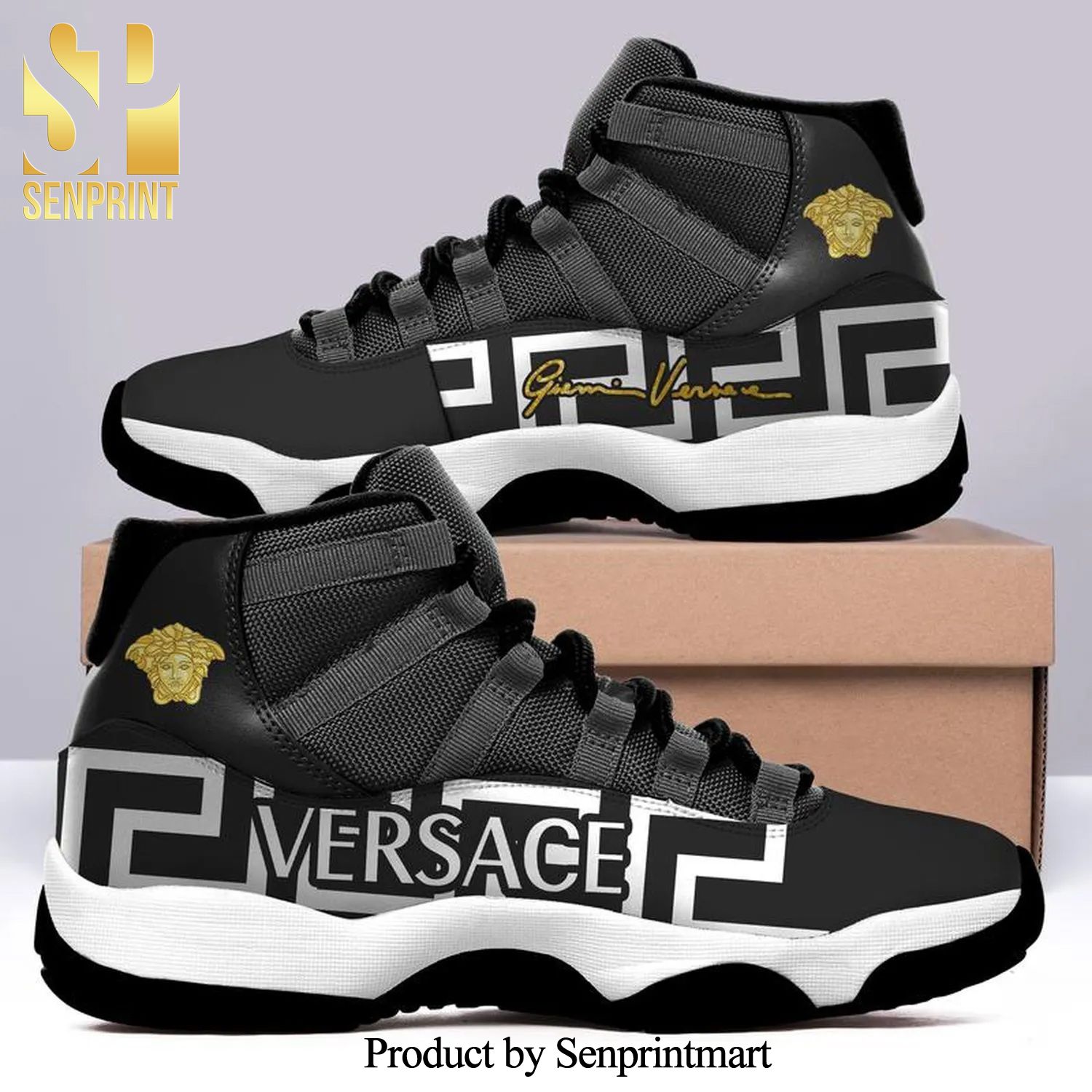 versace monogram black version Full Print Air Jordan 11