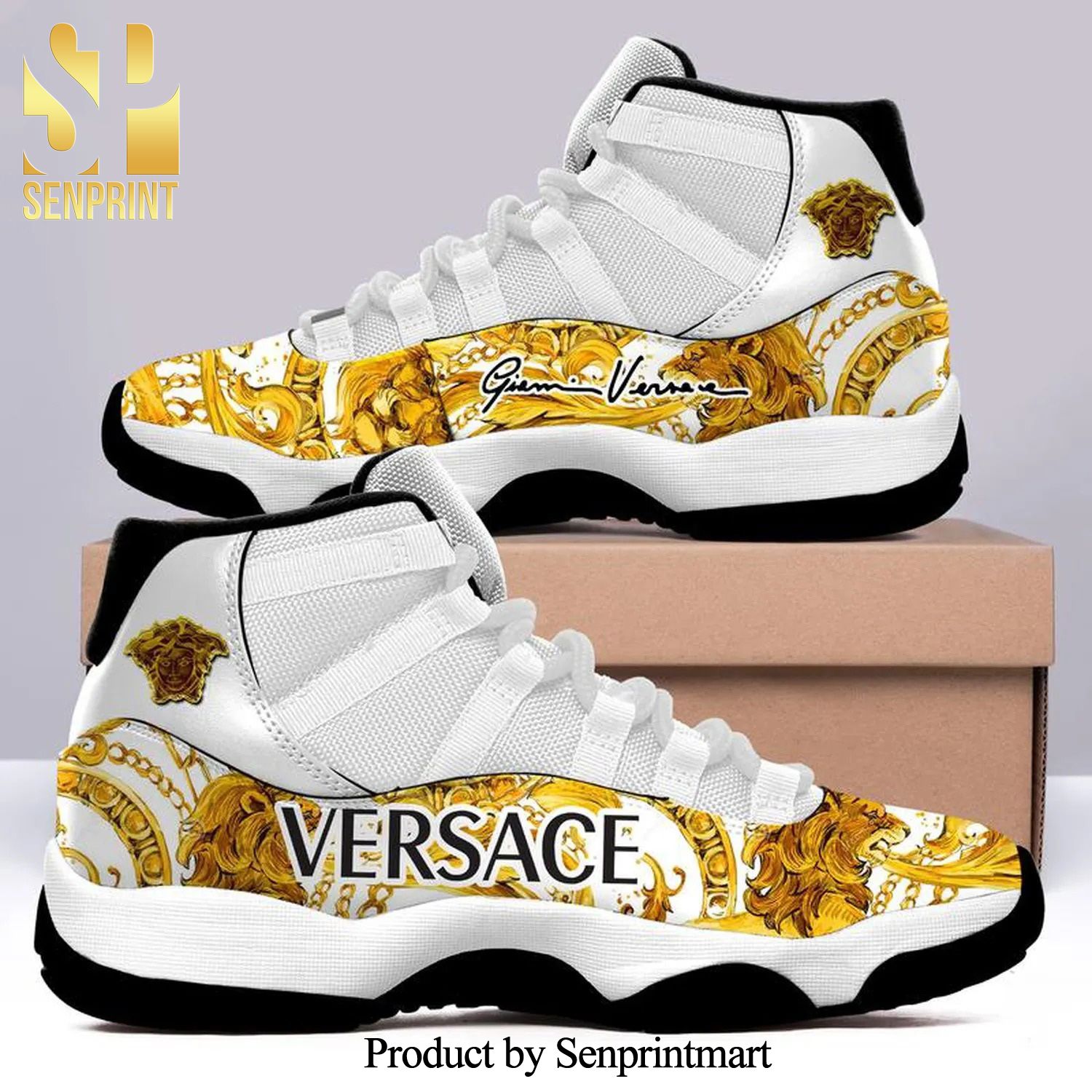 versace monogram white and gold New Fashion Air Jordan 11