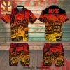 AC DC Rock Band And Sunset Palm Tree Full Printing Short Sleeve Dress Shirt Hawaiian Summer Aloha Beach Shirt – Red