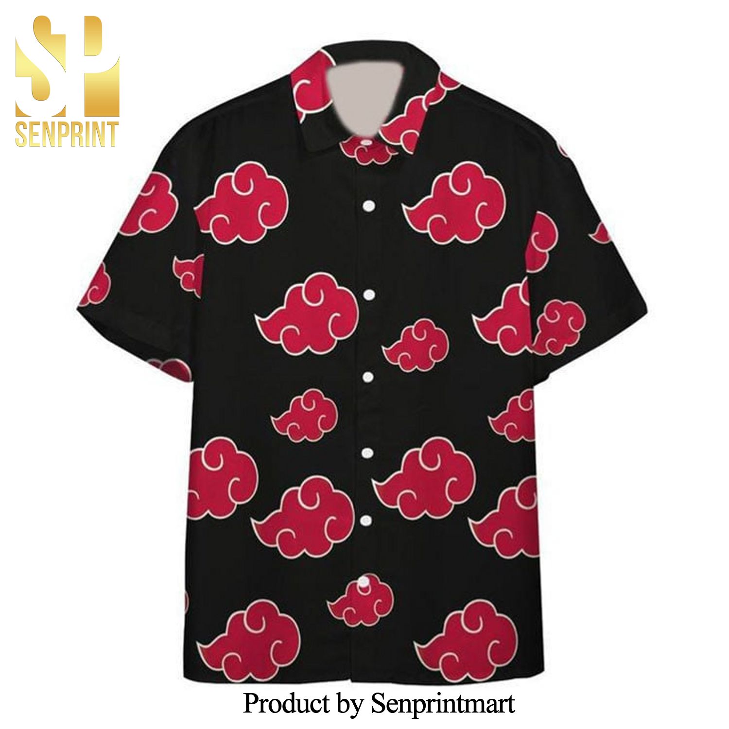 Akatsuki Symbol Naruto Shippuden Full Printing Hawaiian Shirt – Black