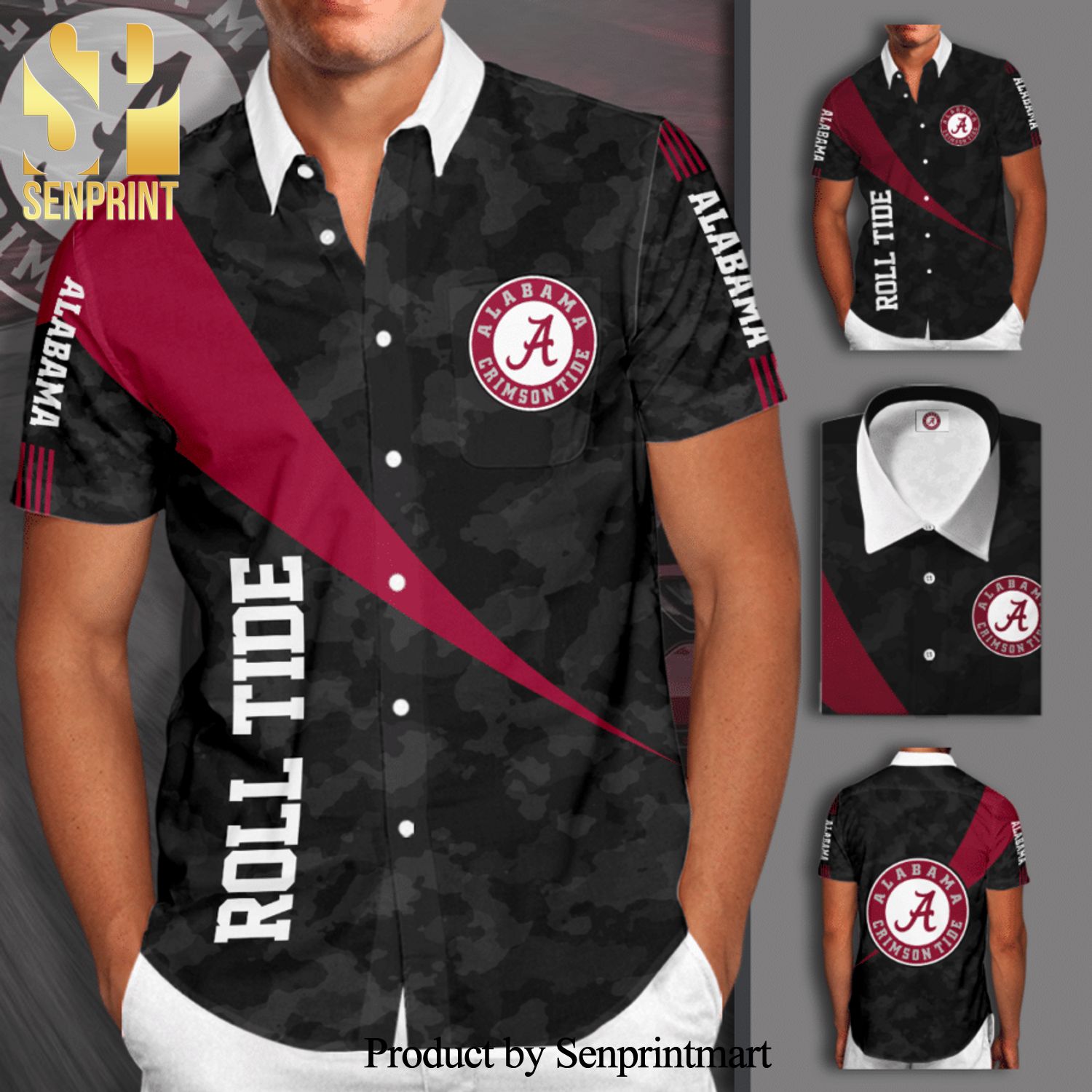 Alabama Crimson Tide Football Team Full Printing Hawaiian Shirt – Black