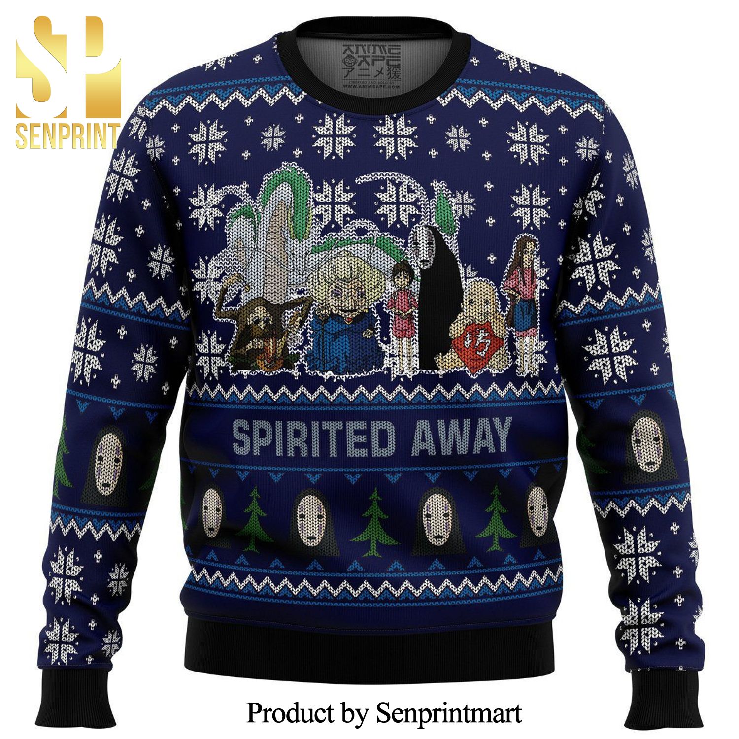 Studio Ghibli Spirited Away Squad Premium Manga Anime Knitted Ugly Christmas Sweater