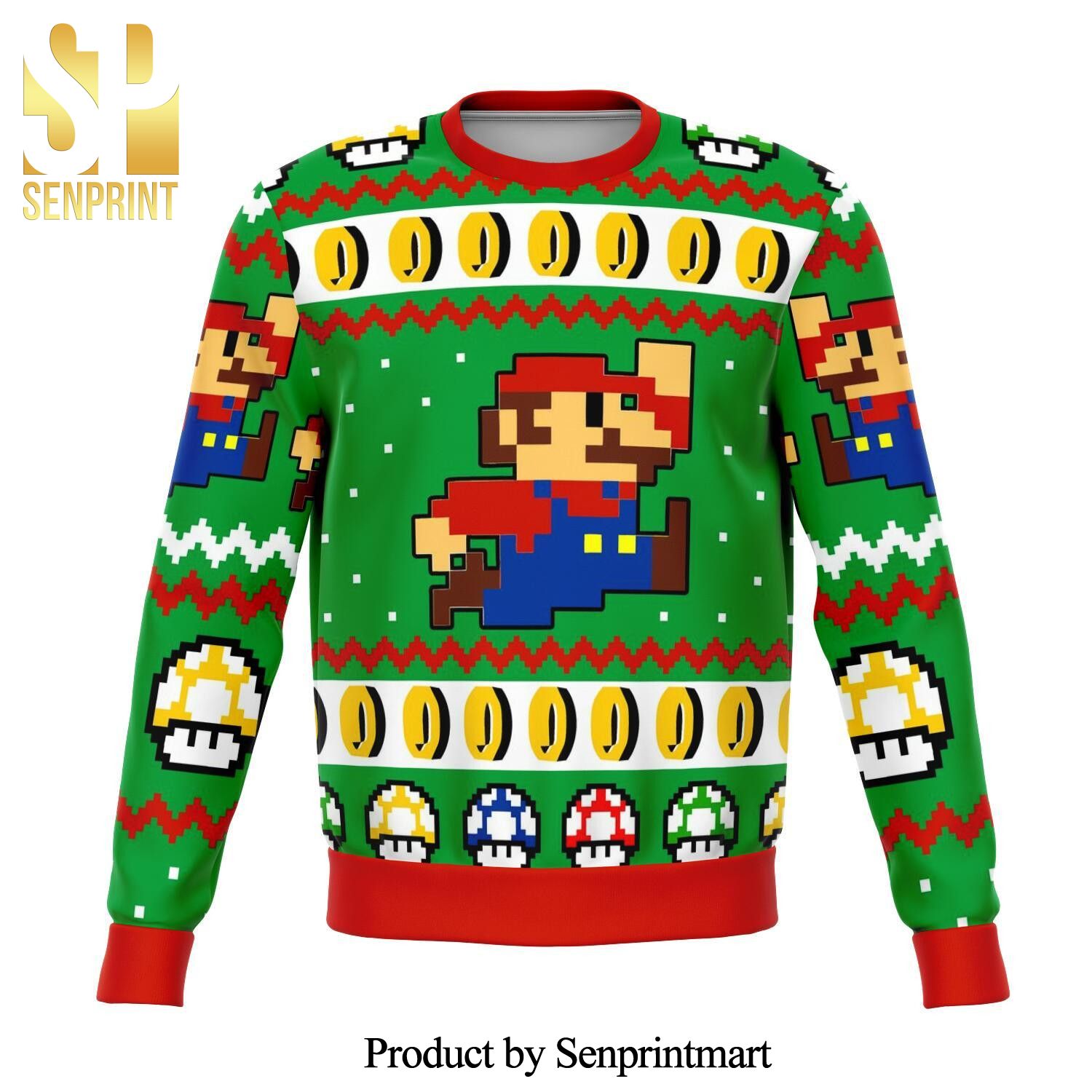 Super Mario Jump Premium Knitted Ugly Christmas Sweater