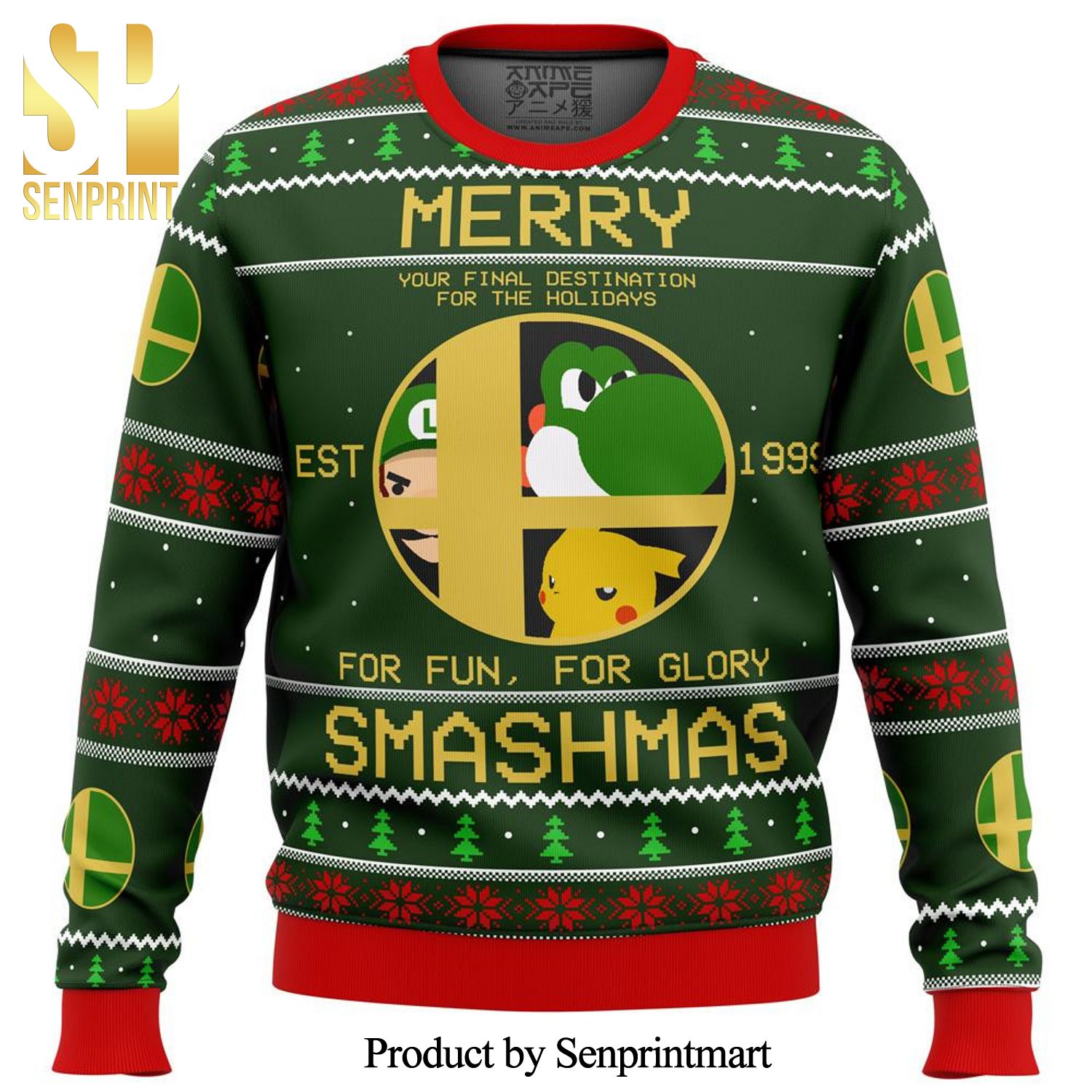 Super Smash Bros Merry Smashmas Premium Knitted Ugly Christmas Sweater