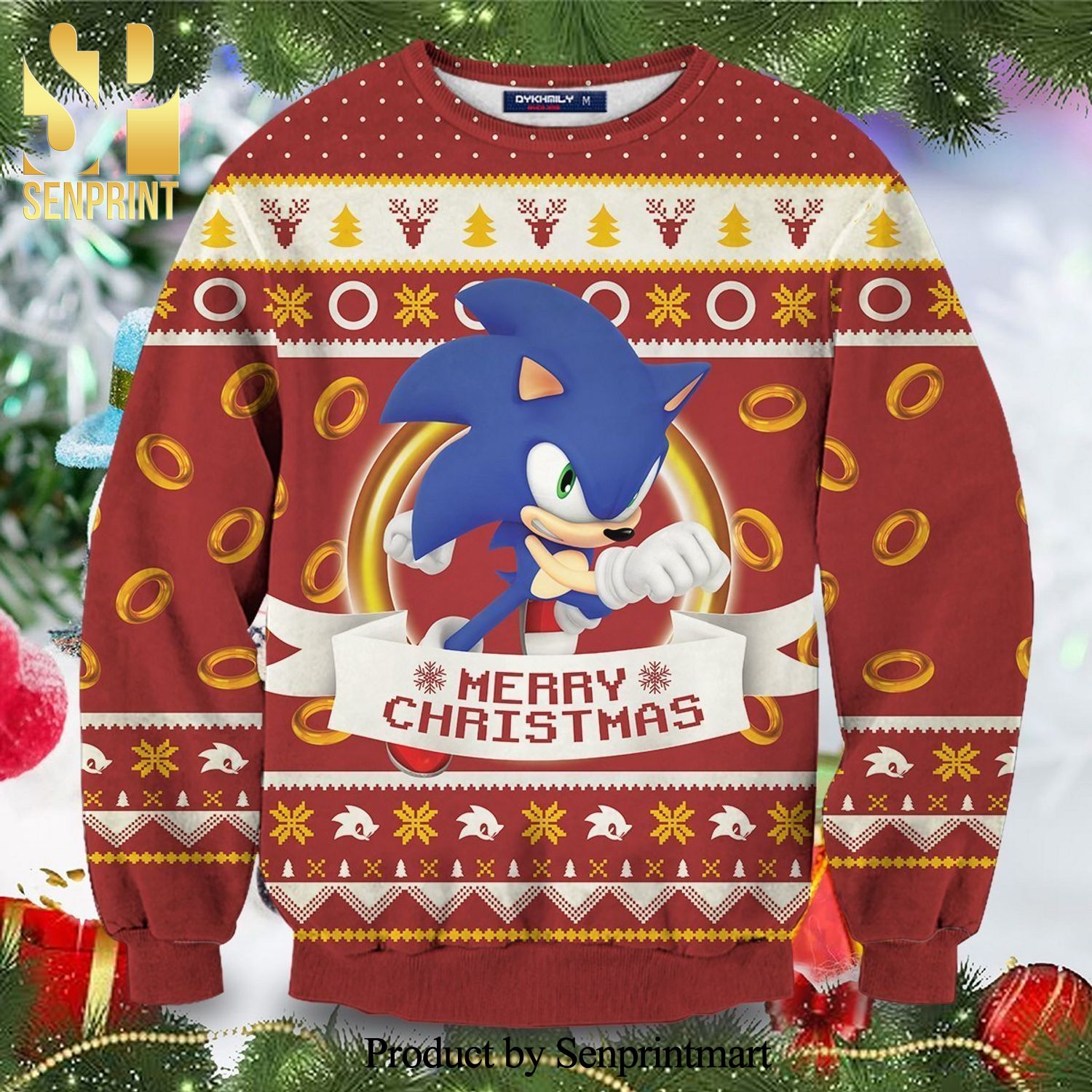 Super Sonic The Hedgehog Merry Christmas Manga Anime Knitted Ugly Christmas Sweater