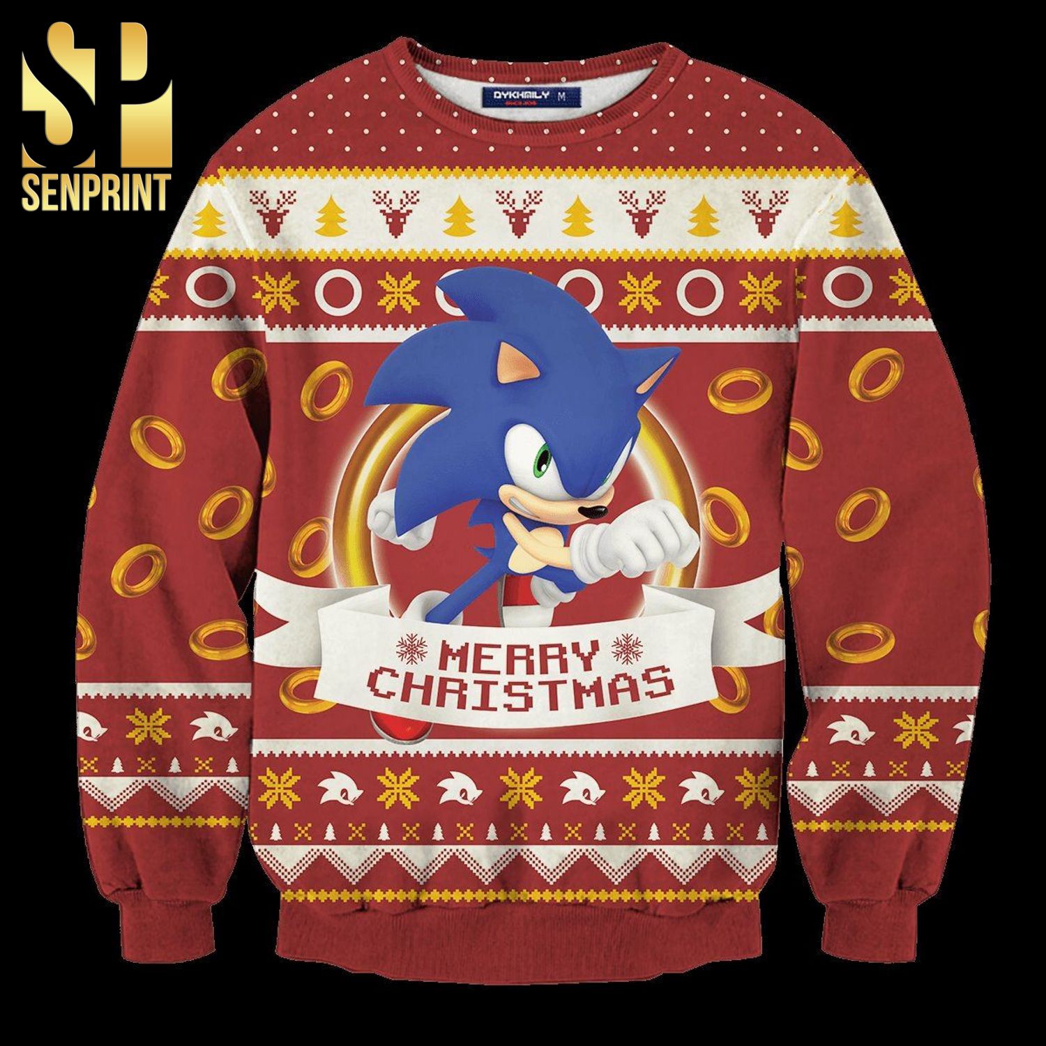 Super Sonic The Hedgehog Merry Xmas Knitted Ugly Christmas Sweater