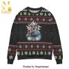 Stop Staring At My Cock Pine Tree Pattern Knitted Ugly Christmas Sweater – Black