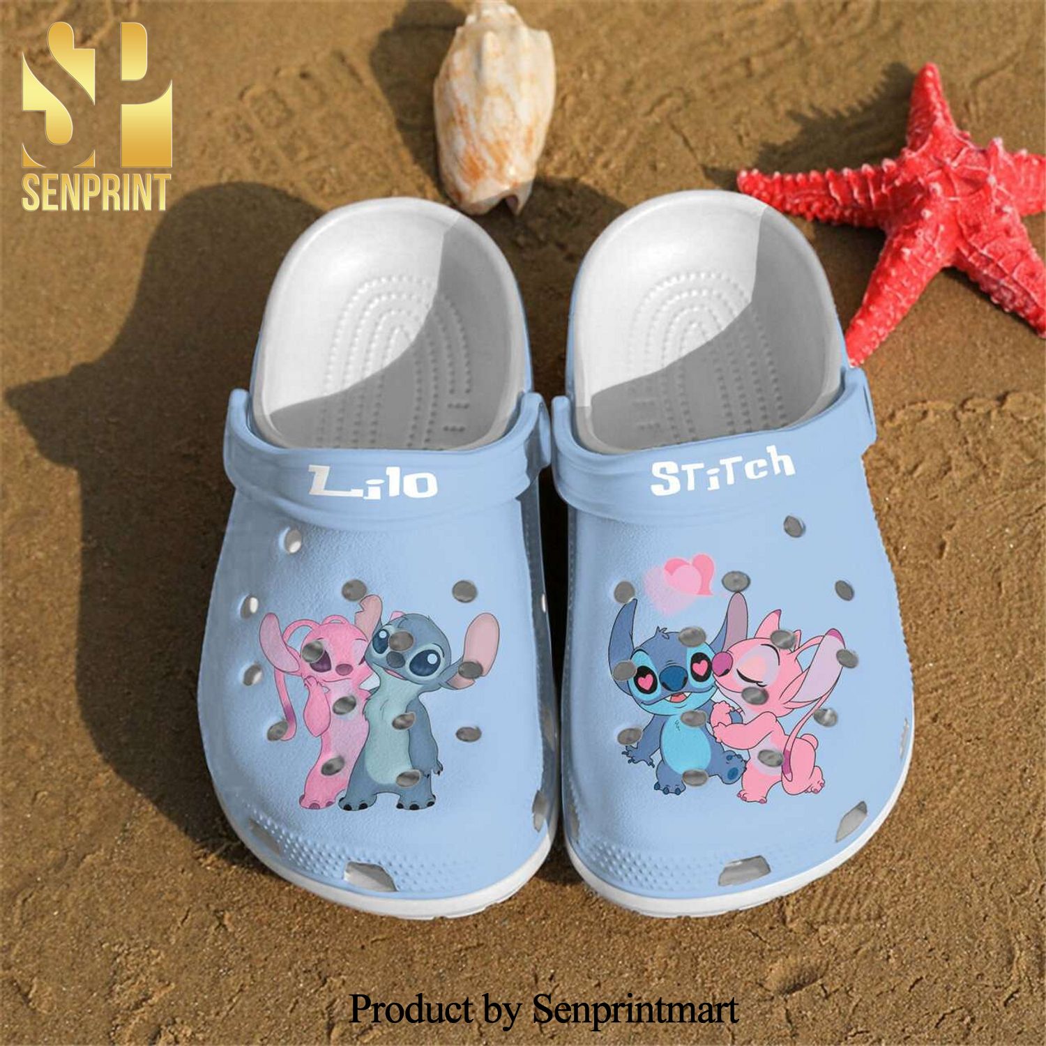 Lilo Stitch Angel And Stitch Couple Full Printed Crocs Crocband