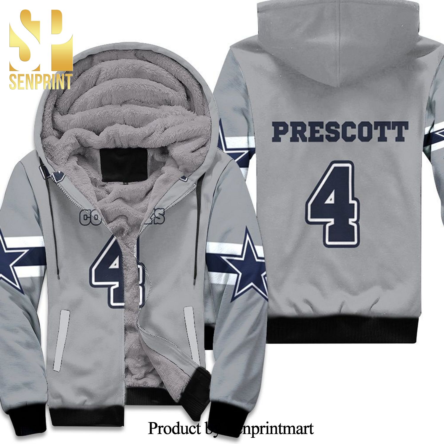 04 Dak Prescott Cowboys Inspired Style New Fashion Full Printed Unisex Fleece Hoodie