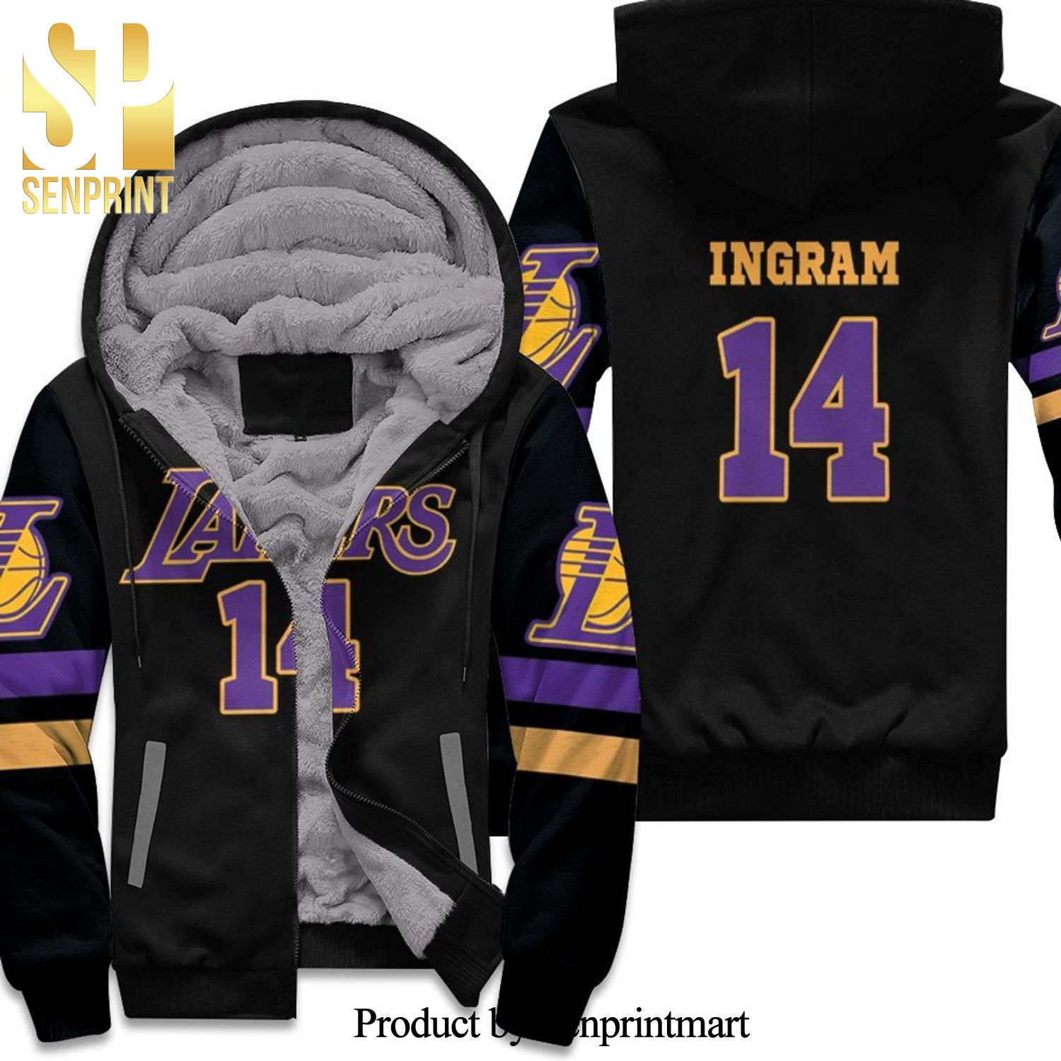 14 Brandon Ingram Lakers Inspired Style All Over Printed Unisex Fleece Hoodie