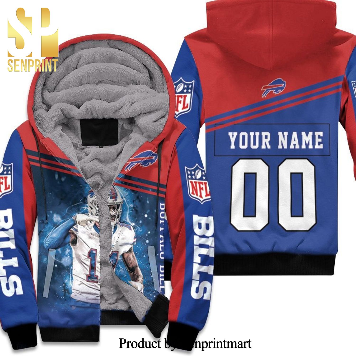 14 Stefon Diggs 14 Buffalo Bills Great Player NFL Personalized 3D Unisex Fleece Hoodie