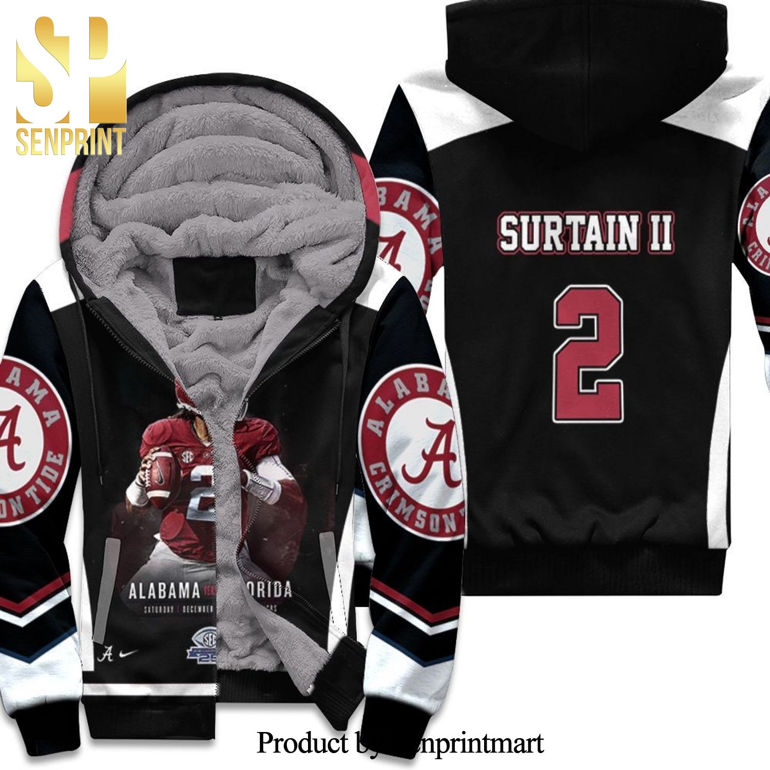 2 Alabama Patrick Surtain Ii Best Combo 3D Unisex Fleece Hoodie