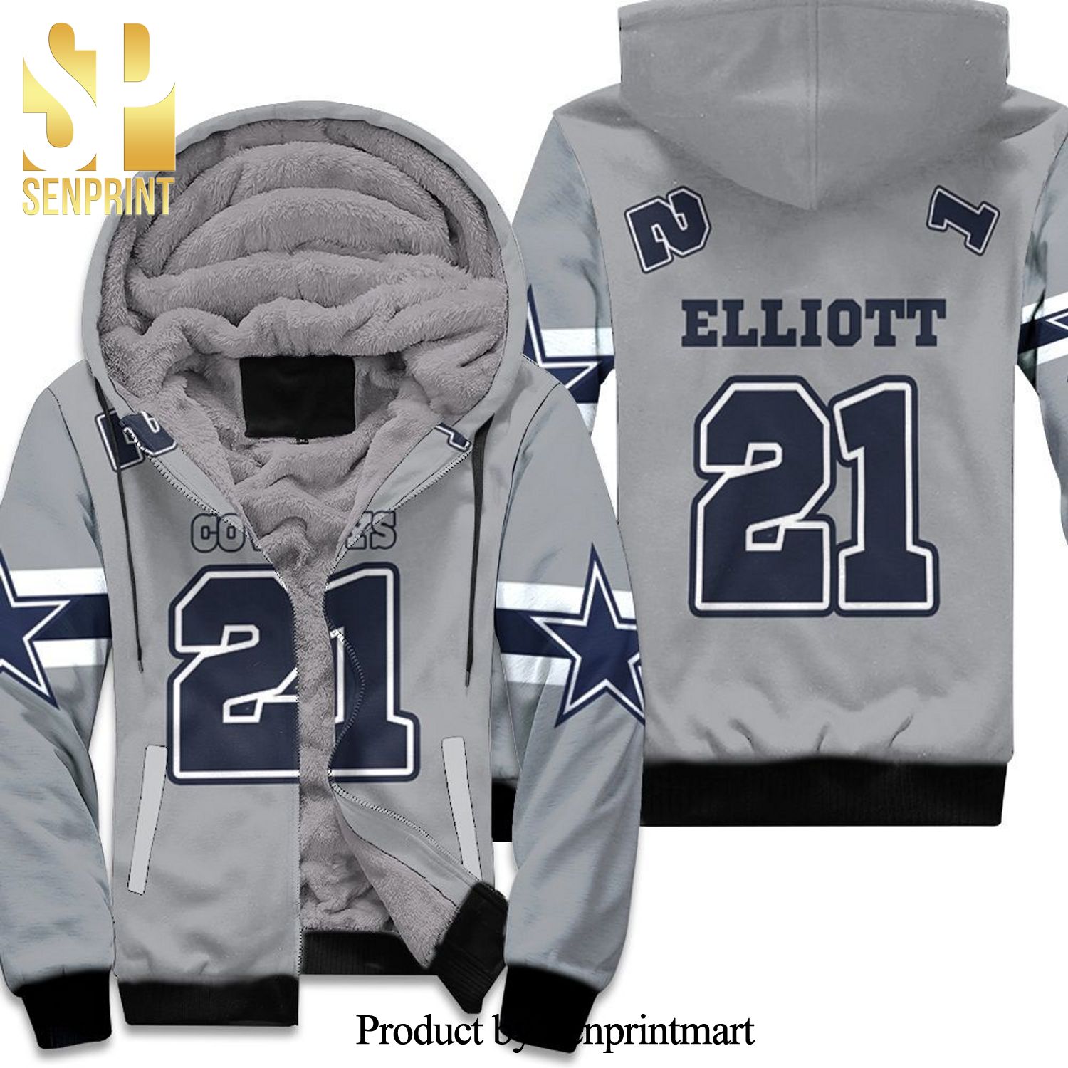 21 Ezekiel Elliott Cowboys Inspired Style Hot Outfit All Over Print Unisex Fleece Hoodie