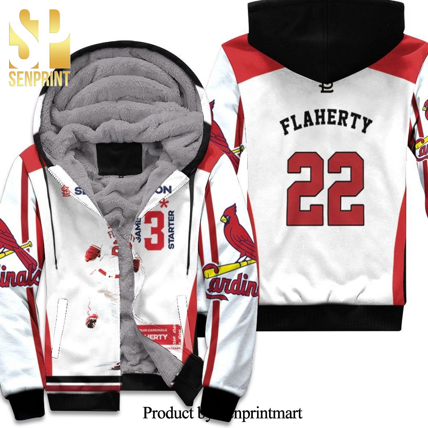 22 Flaherty St Louis Cardinals New Outfit Full Printed Unisex Fleece Hoodie