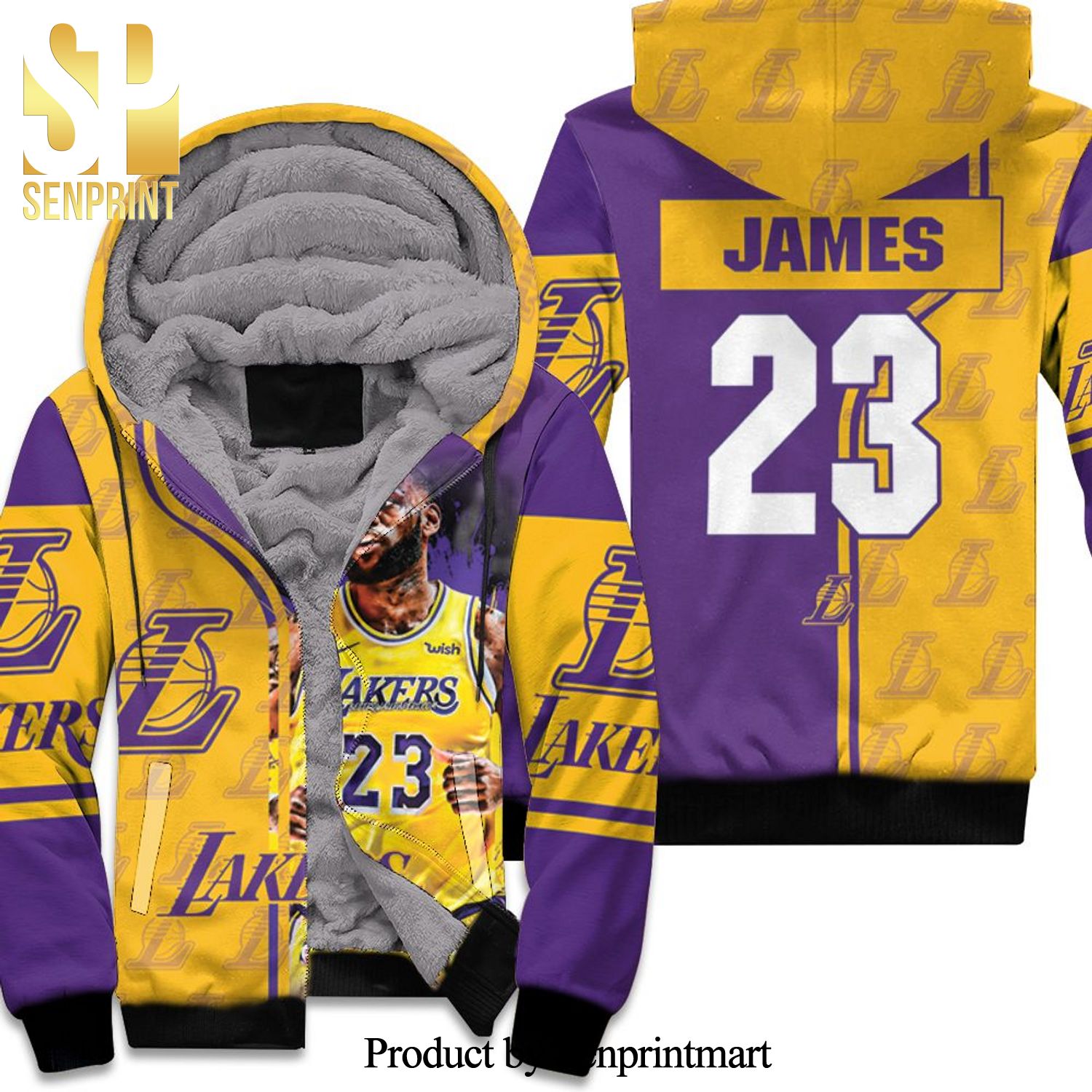 23 King James Los Angeles Lakers NBA Western Coference High Fashion Full Printing Unisex Fleece Hoodie