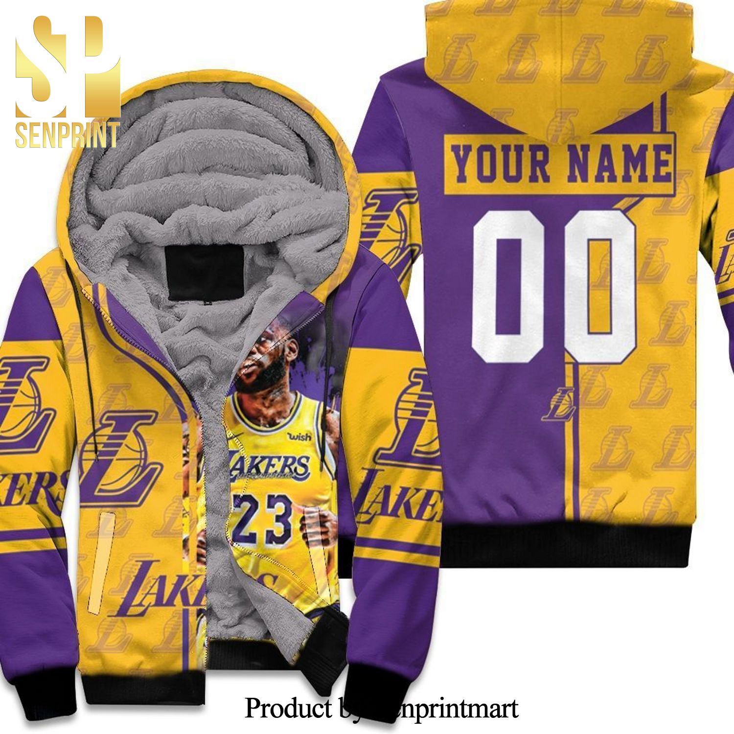 23 King James Los Angeles Lakers NBA Western Coference Personalized All Over Printed Unisex Fleece Hoodie