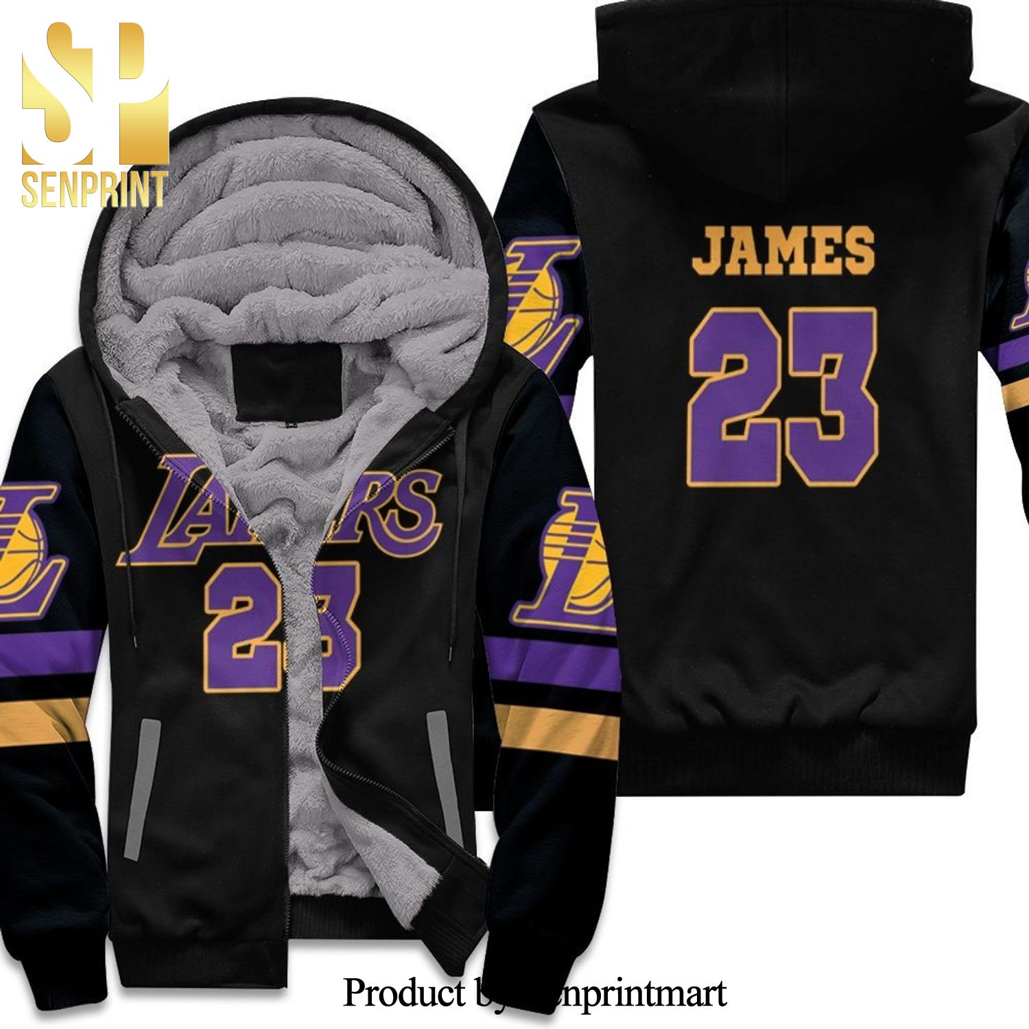 23 Lebron James Lakers Inspired Style All Over Print Unisex Fleece Hoodie