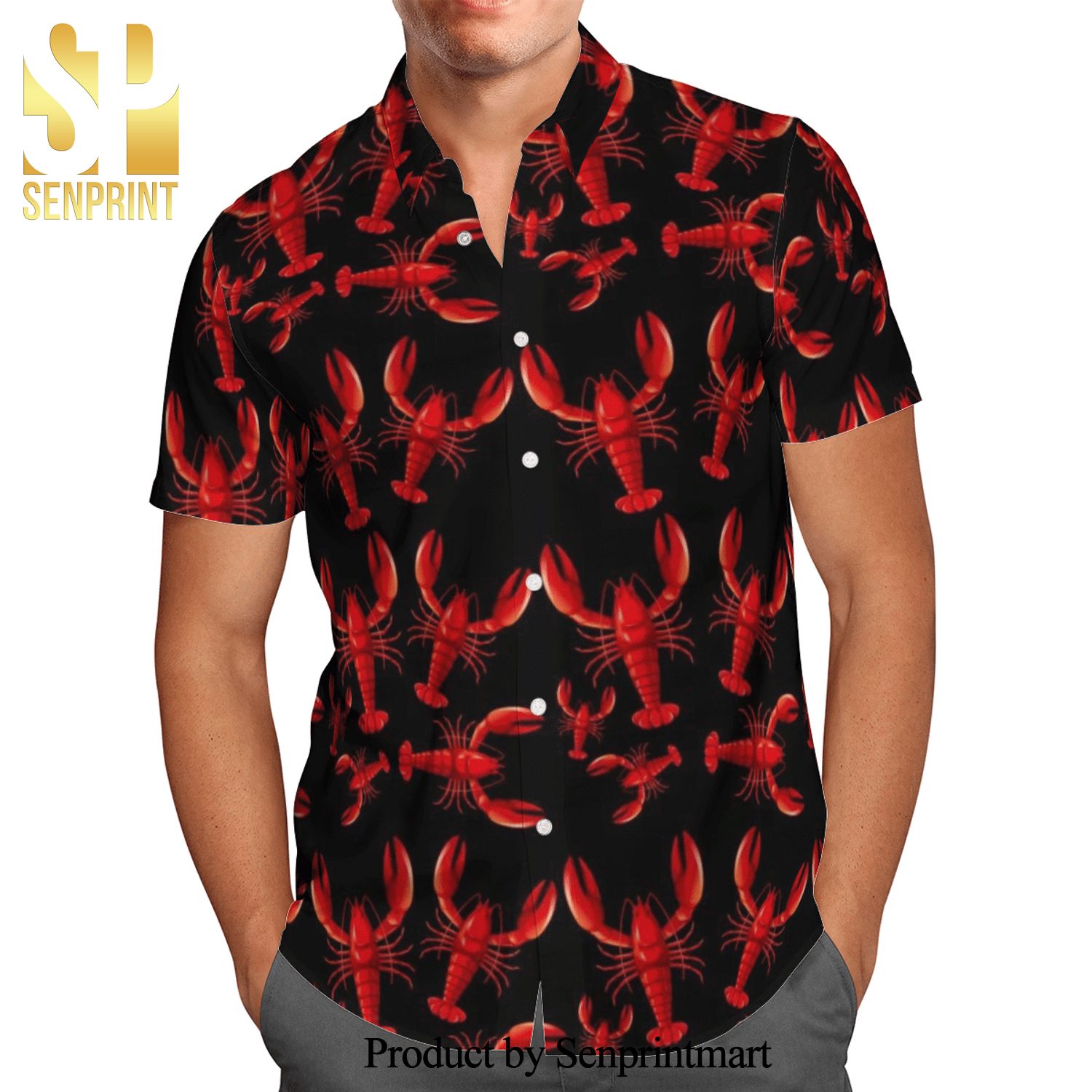 Amazing Lobsters Full Printing Hawaiian Shirt – Black