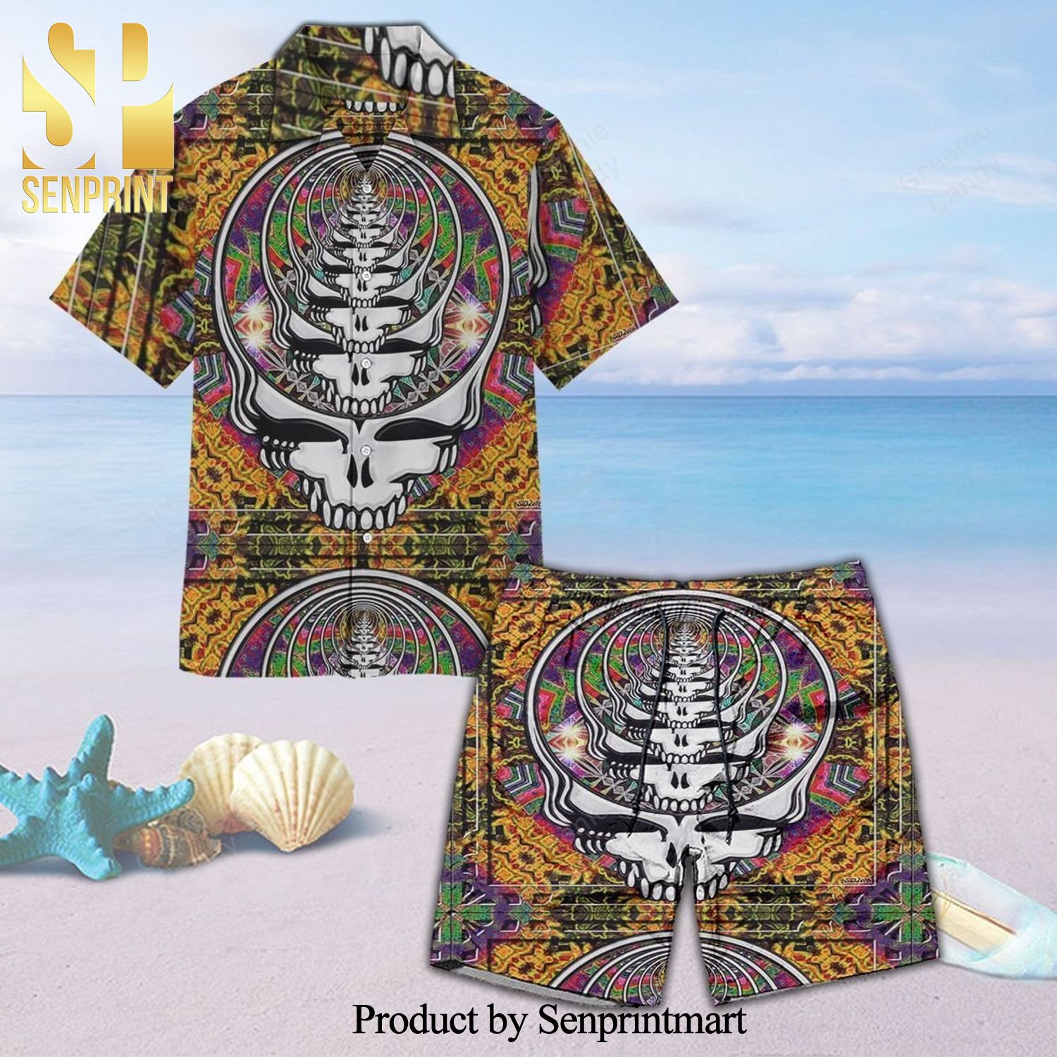 Amazing Repeated Grateful Dead Full Printing Unisex Hawaiian Shirt And Beach Short