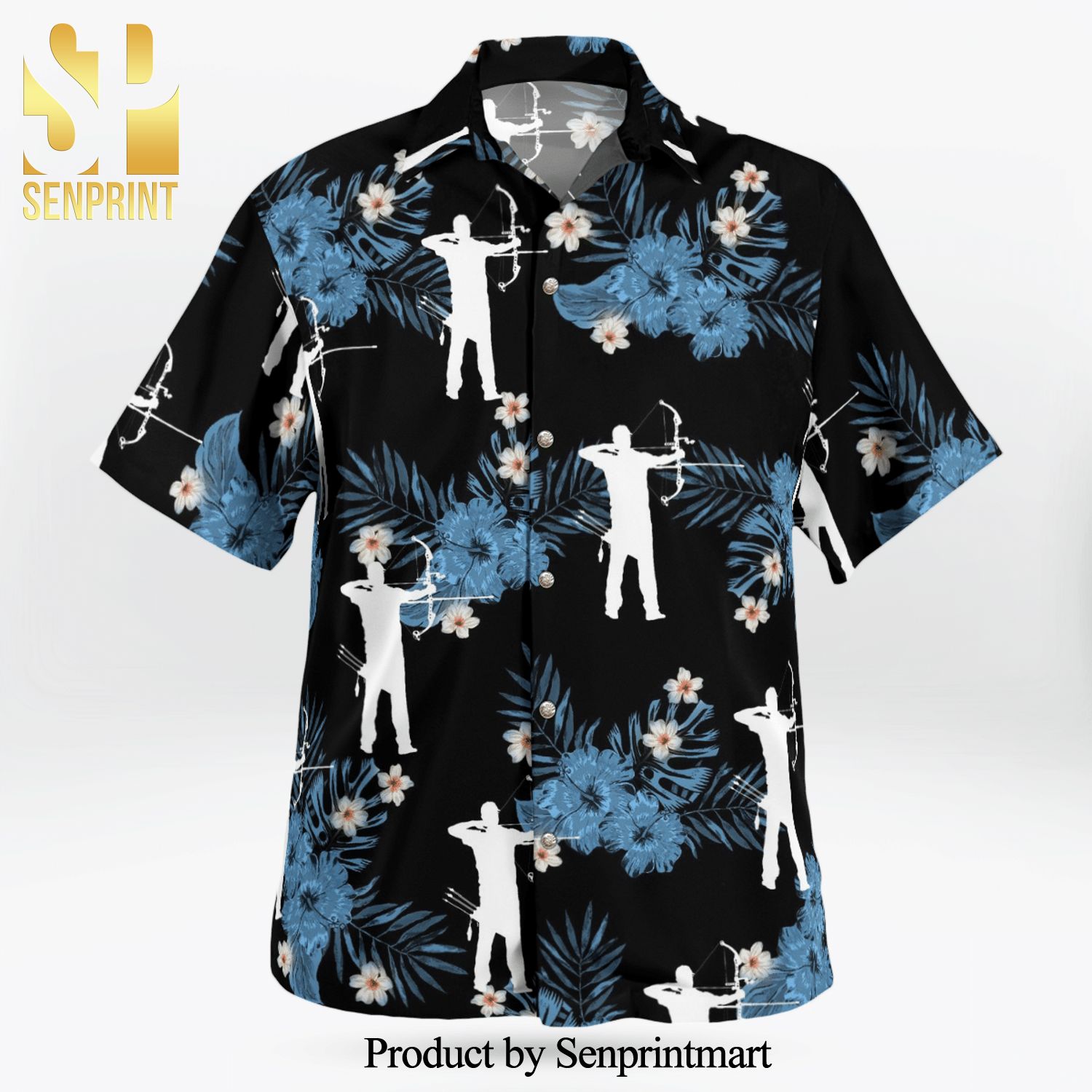 Archery Full Printing Hawaiian Shirt – Black