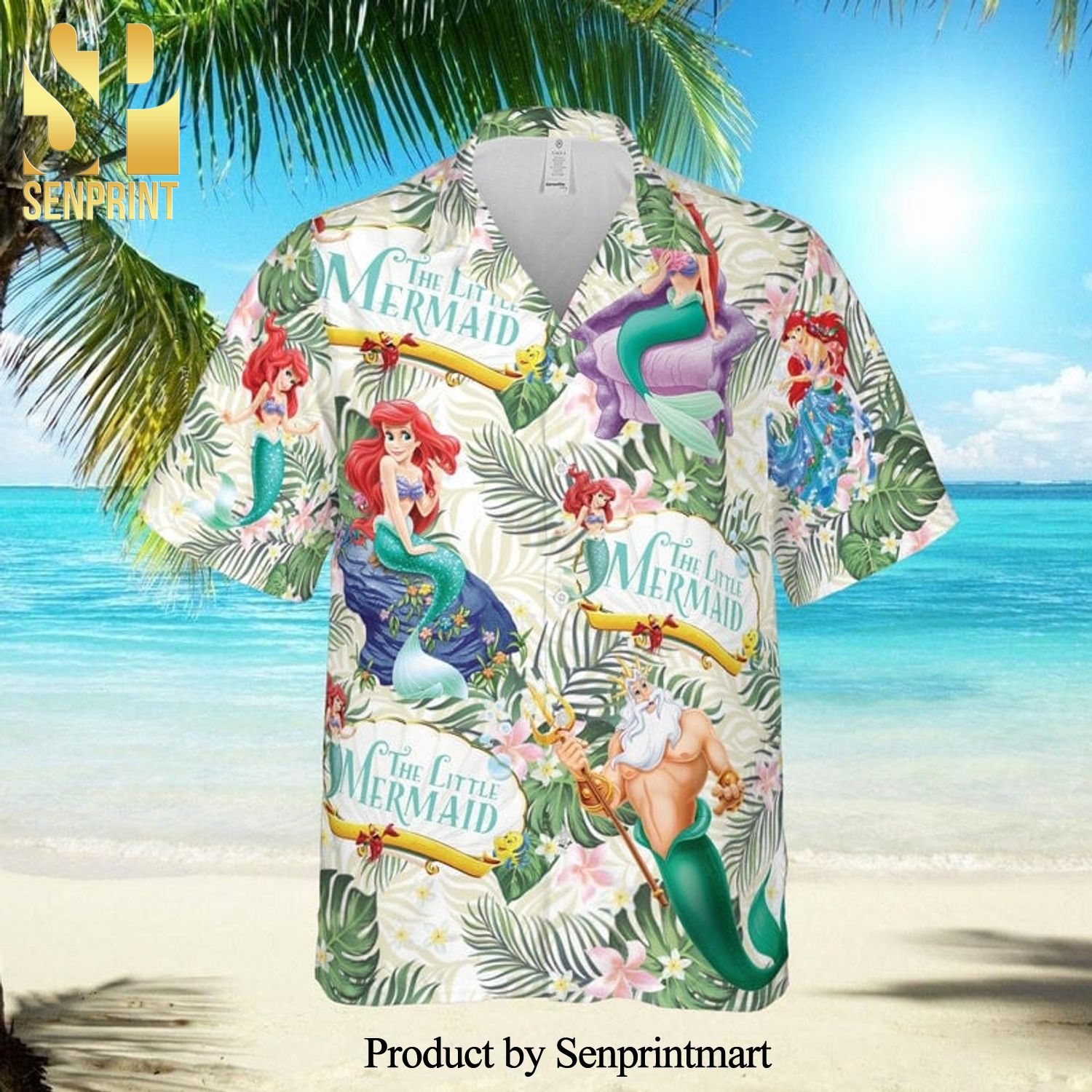 Ariel And King Triton The Little Mermaid Full Printing Hawaiian Shirt