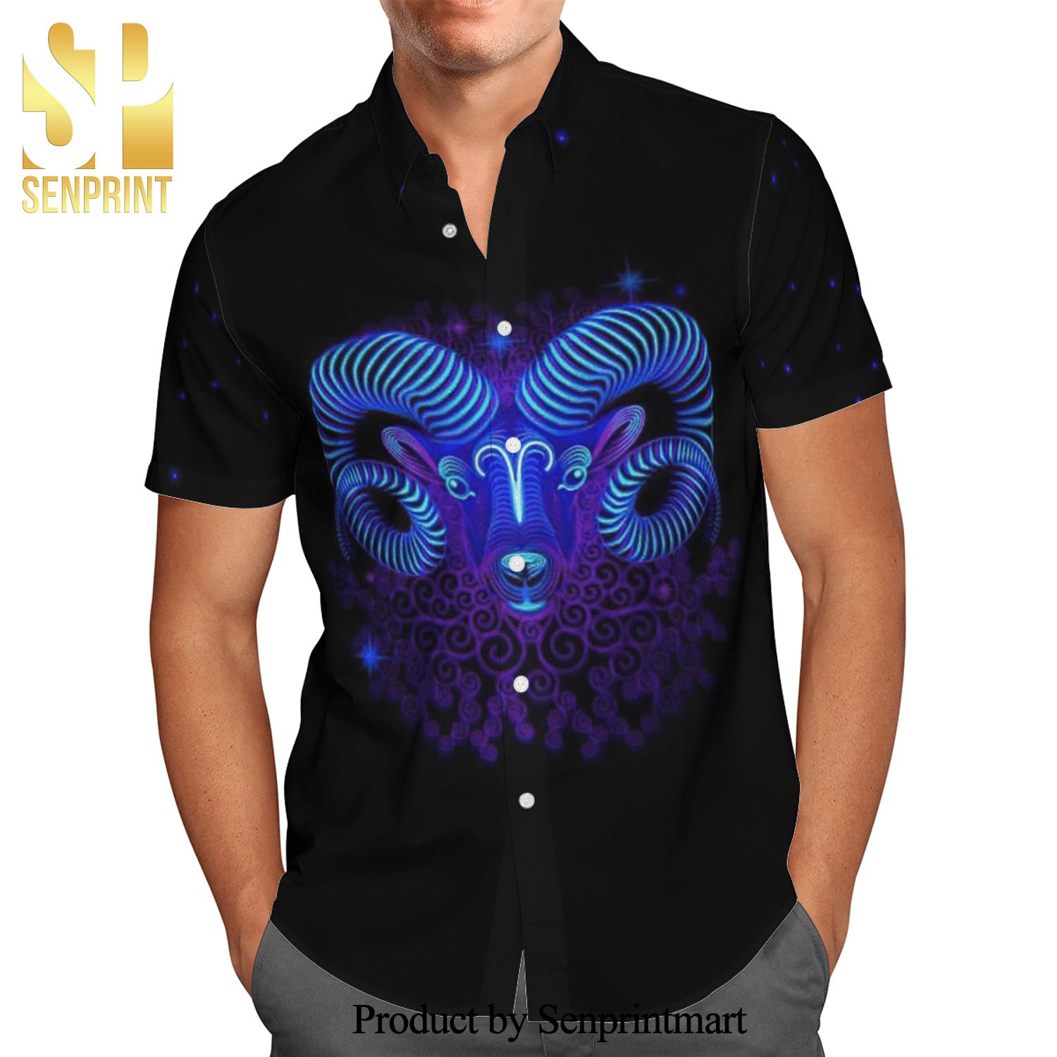 Aries Horoscope Zodiac Sign Full Printing Hawaiian Shirt – Black