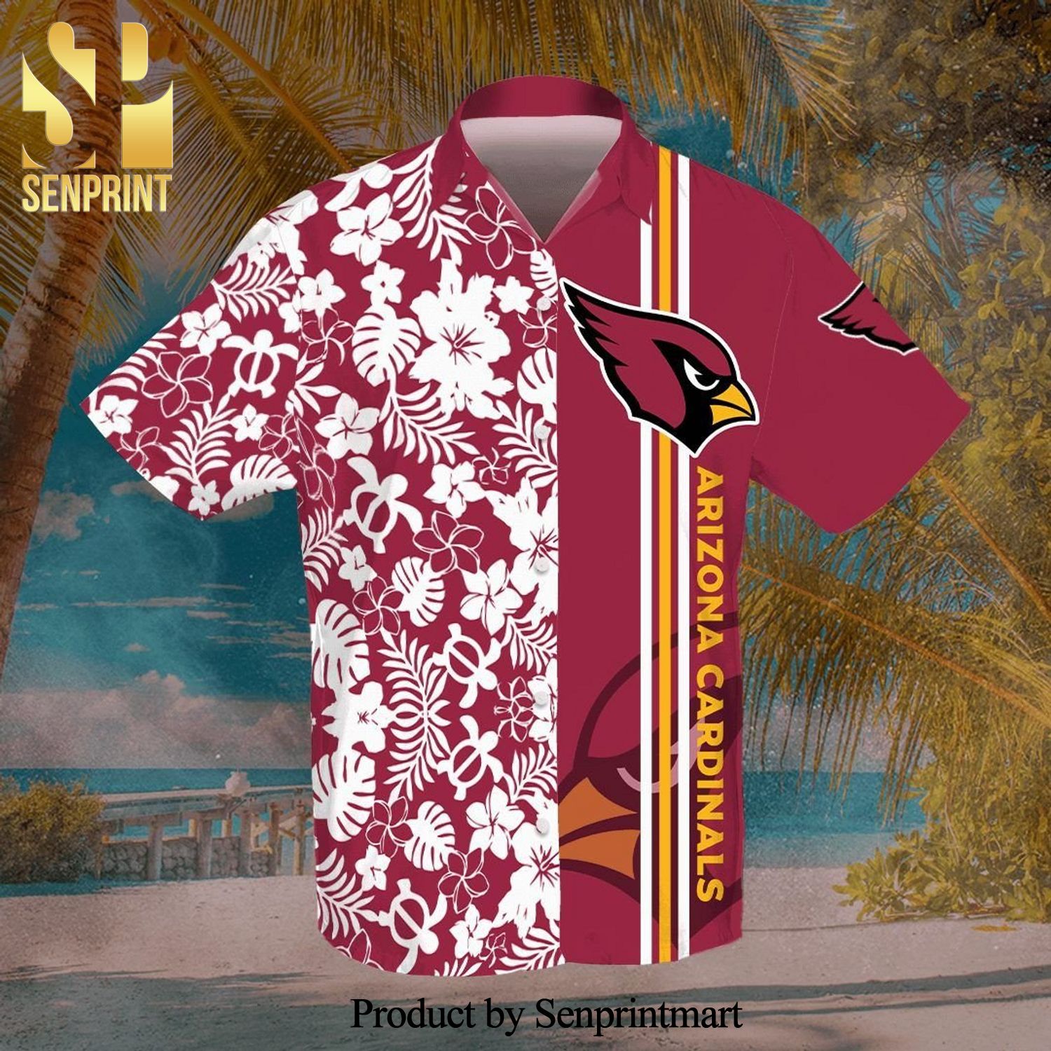 Arizona Cardinals Football Team Full Printing Hawaiian Shirt – Red
