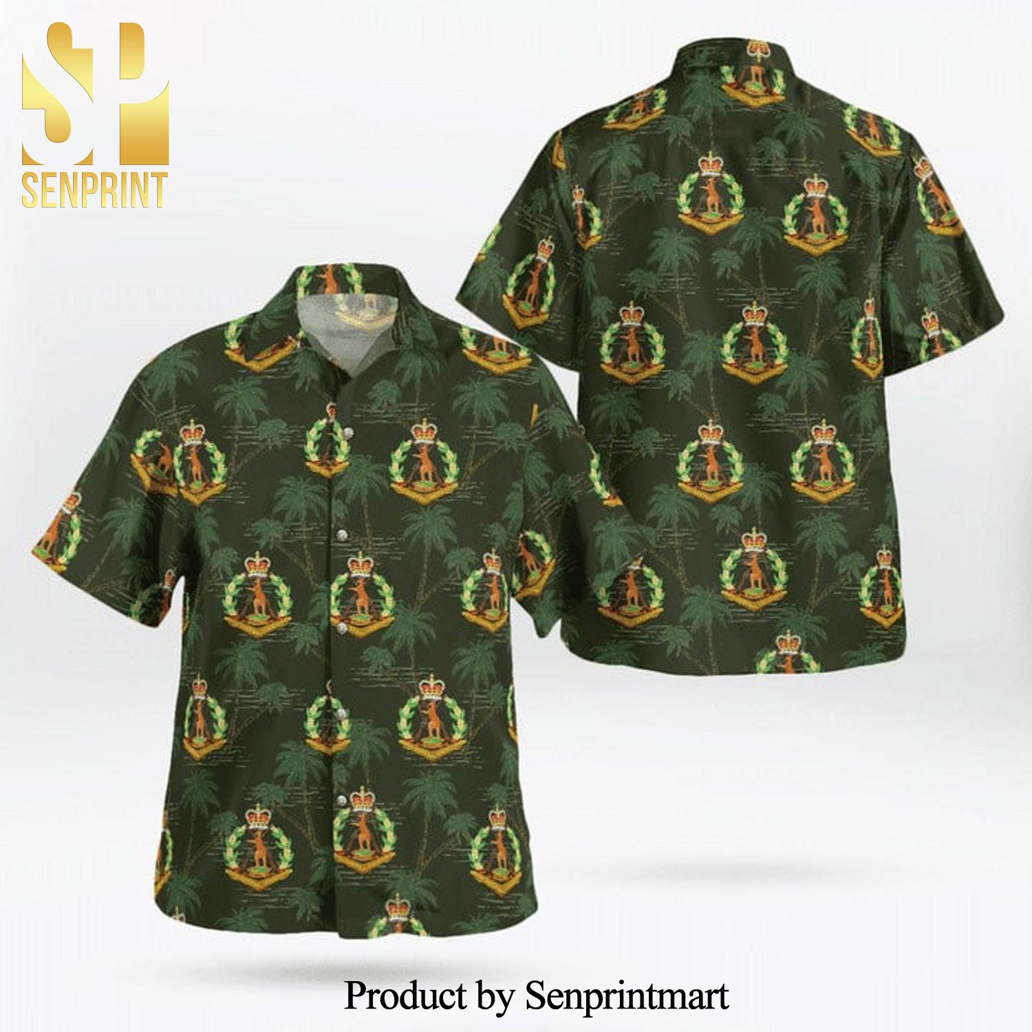 Australian Army Royal Australian Regiment Logo Full Printing Hawaiian Shirt – Dark Green