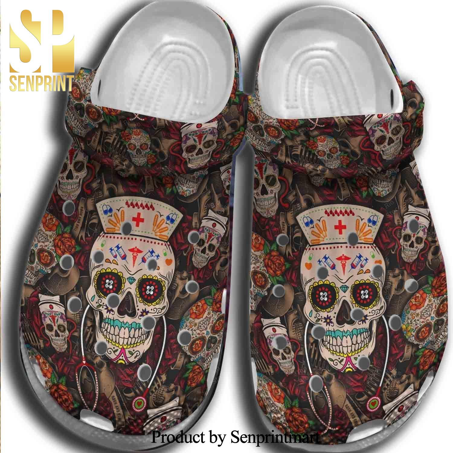 Mexican Sugar Skull Nurse Gift For Lover Hypebeast Fashion Classic Crocs Crocband Clog