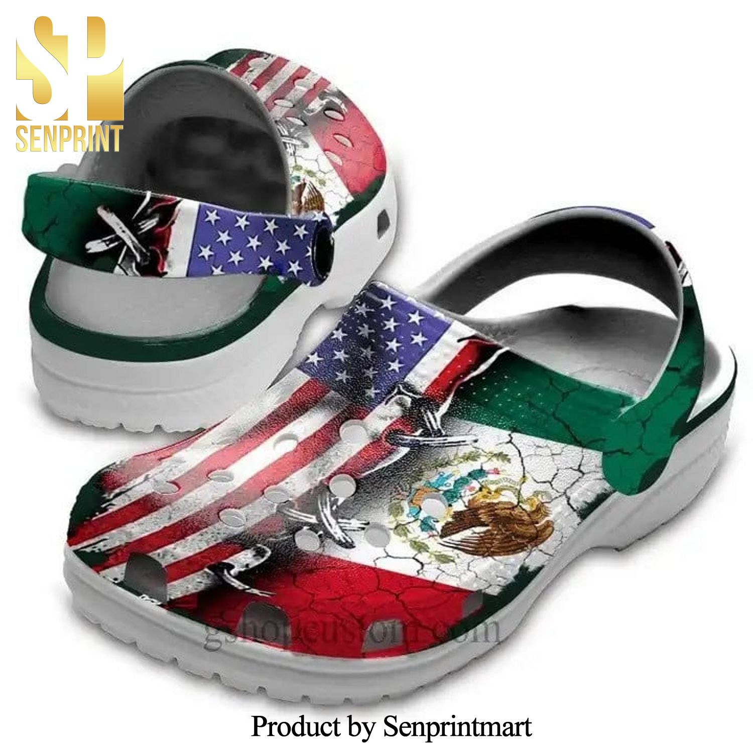 Mexico America Flag 4Th Of July 3D Crocs Crocband Clog