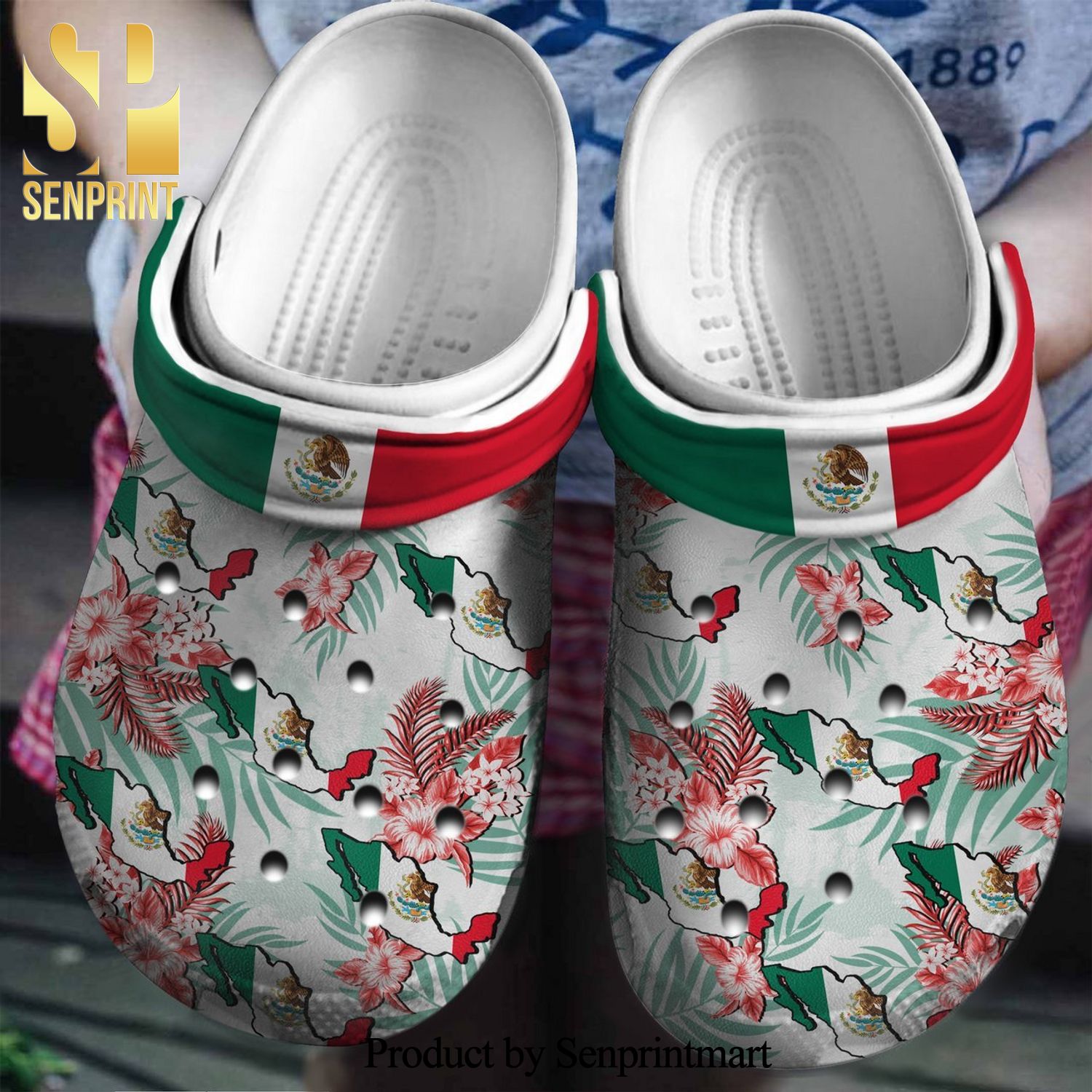 Mexico Map And Flower For Men And Women Gift For Fan Classic Water New Outfit Crocs Unisex Crocband Clogs