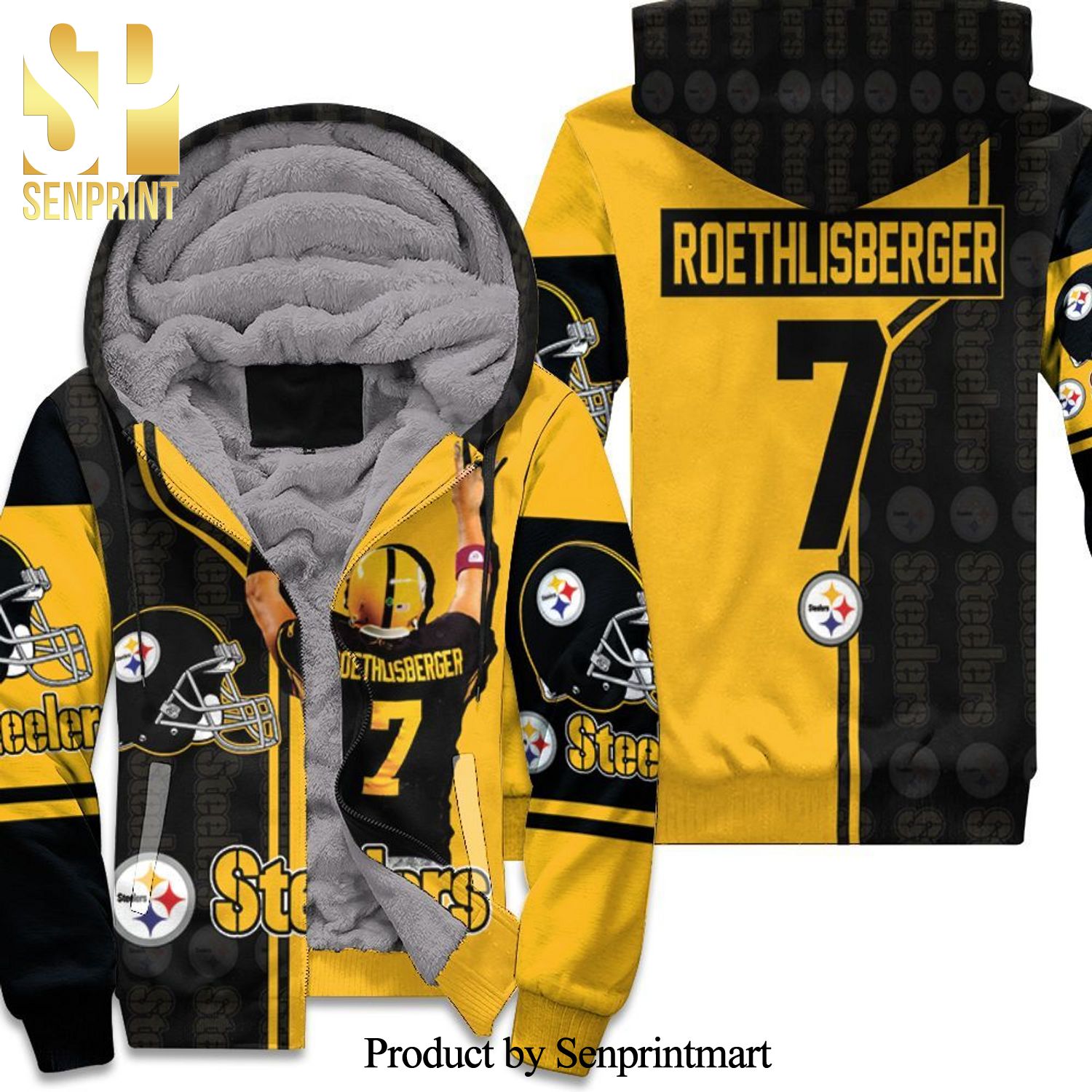 7 Ben Roethlisberger 7 Pittsburgh Steelers Great Player NFL Season Combo Full Printing Unisex Fleece Hoodie