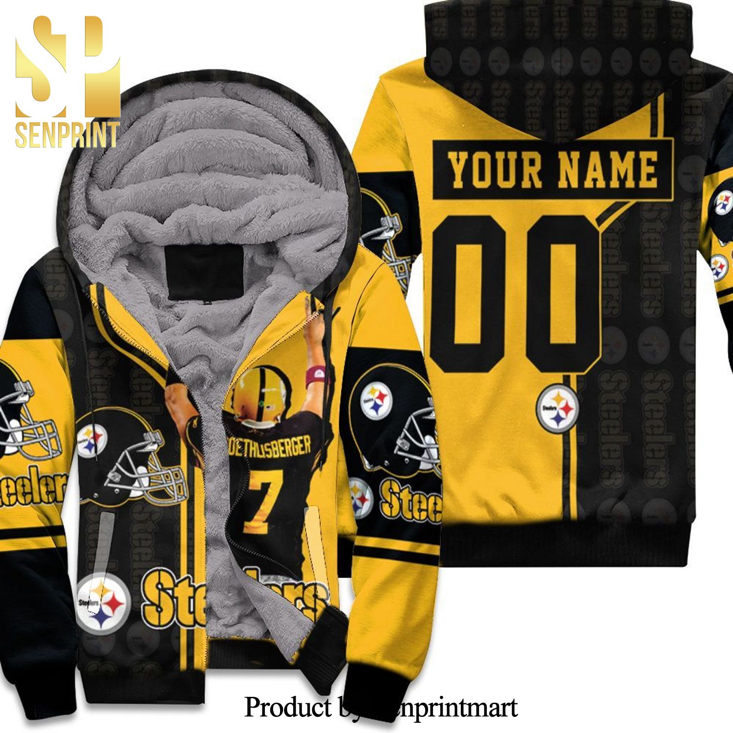 7 Ben Roethlisberger 7 Pittsburgh Steelers Great Player NFL Season Personalized Hot Version All Over Printed Unisex Fleece Hoodie