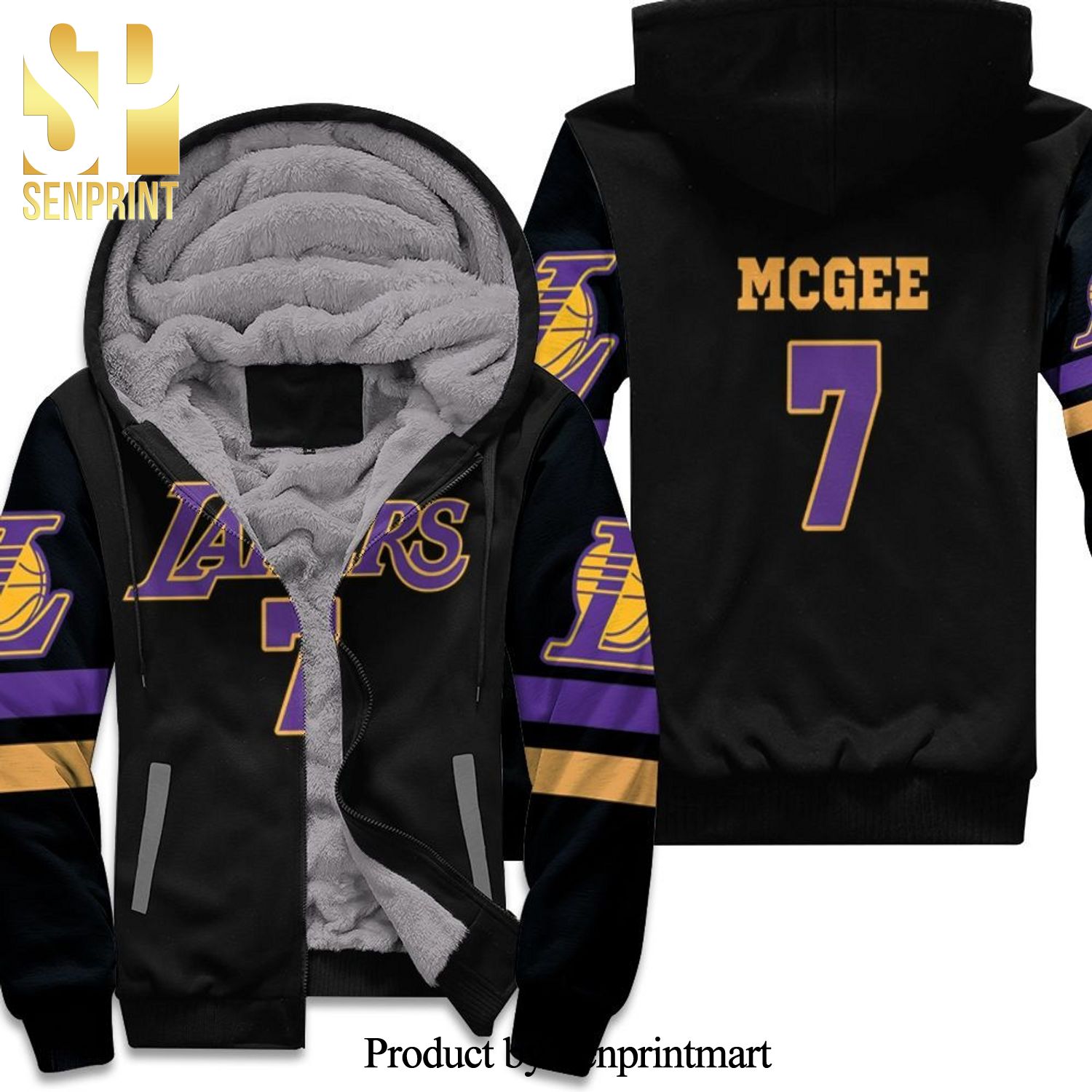 7 Javale Mcgee Lakers Inspired Style Hot Outfit All Over Print Unisex Fleece Hoodie
