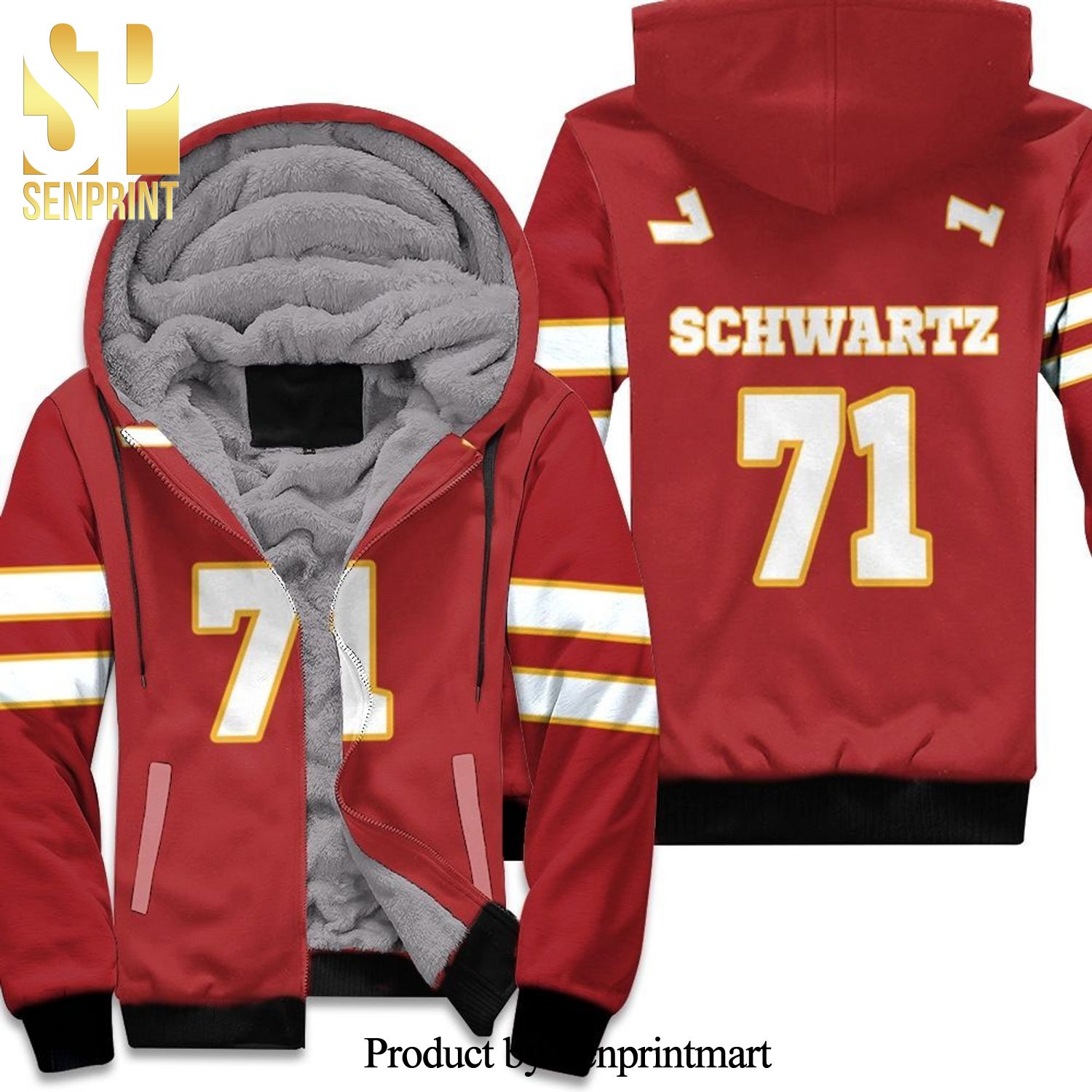 71 Mitchell Schwartz Kannas City Inspired Style New Outfit Full Printed Unisex Fleece Hoodie