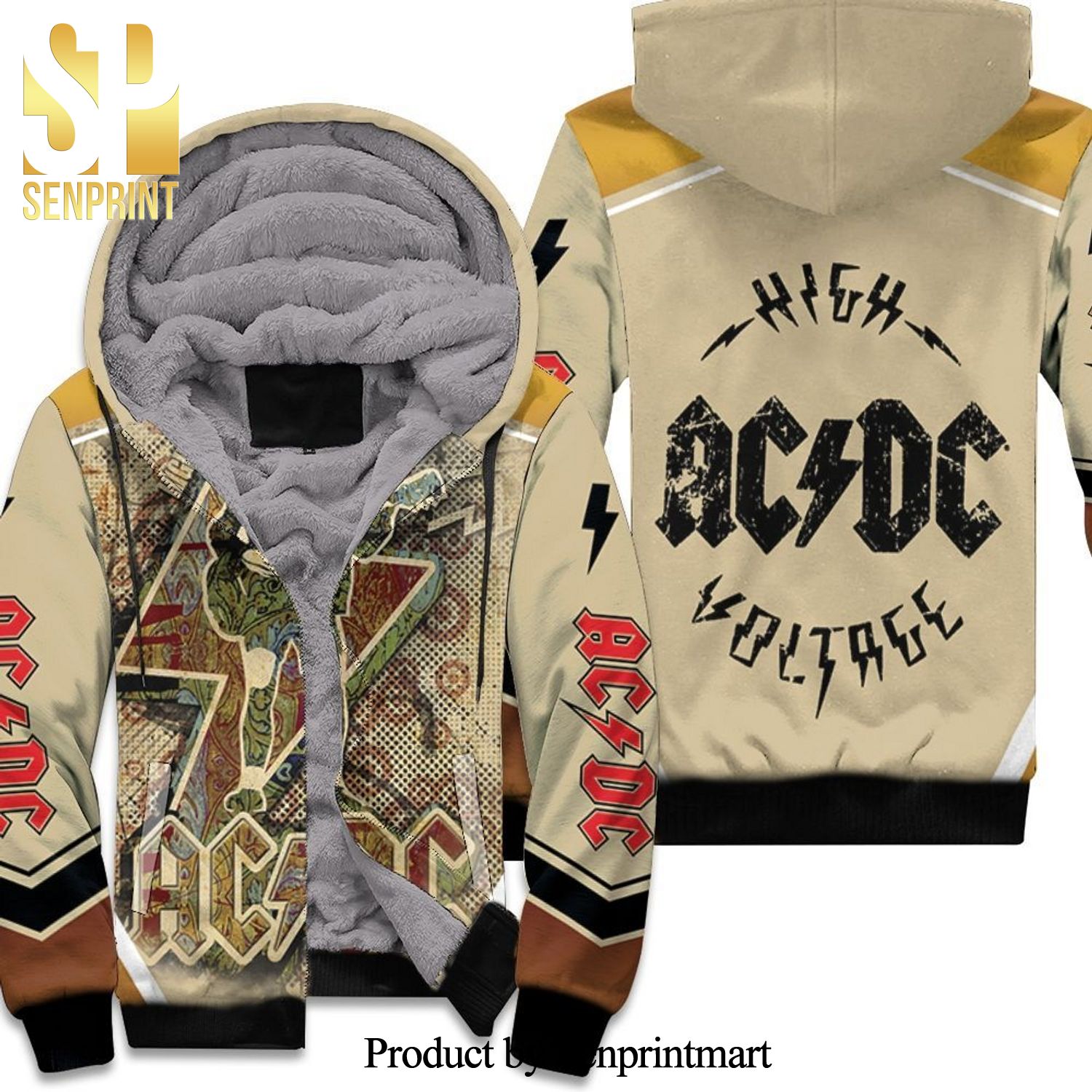 AC DC Angus Young Highway To Hell High Fashion Full Printing Unisex Fleece Hoodie