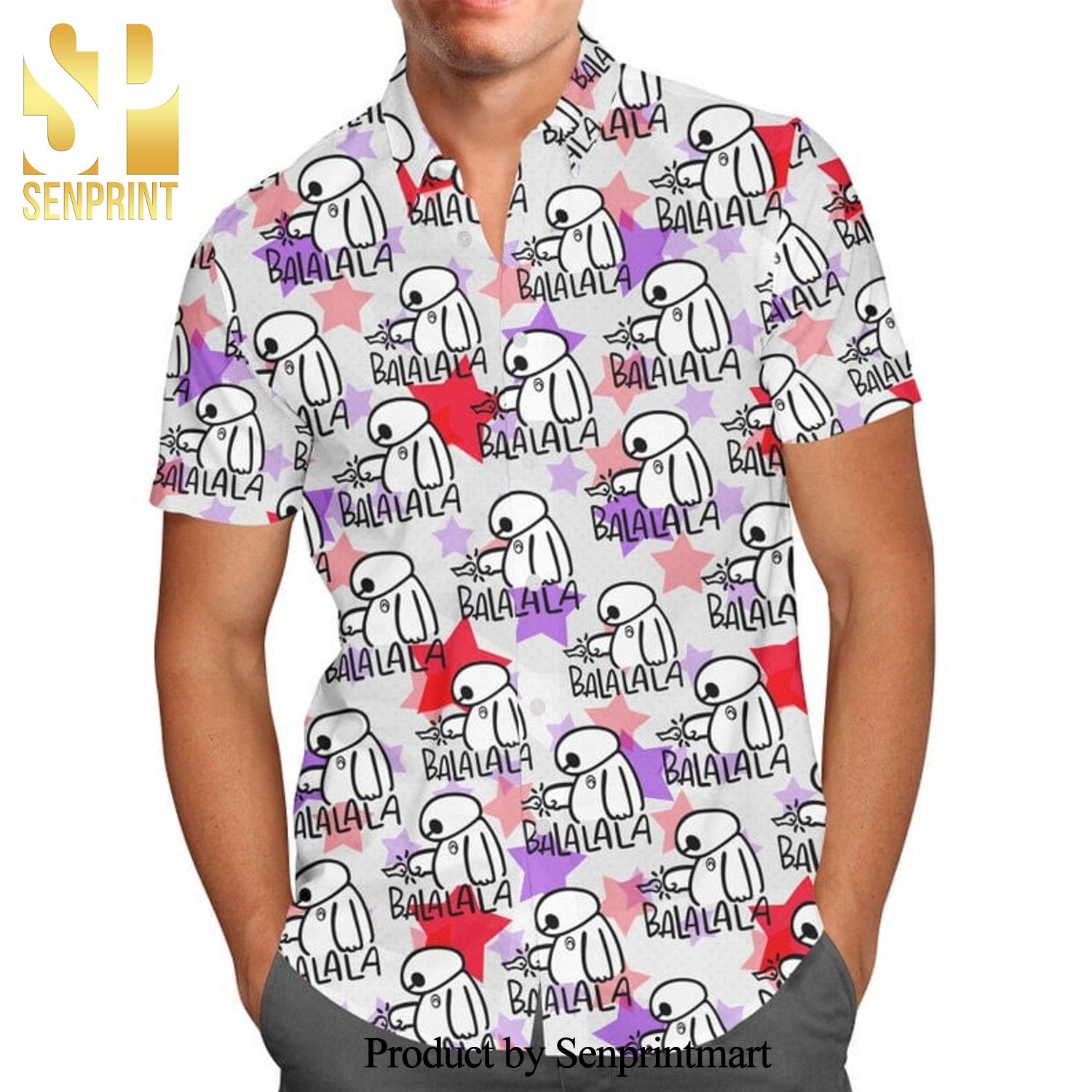 Baymax Balala Big Hero 6 Disney Cartoon Graphics Full Printing Hawaiian Shirt