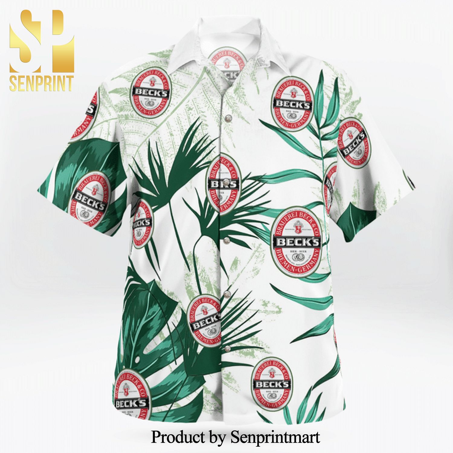 Beck’s Brewery Full Printing Hawaiian Shirt – White