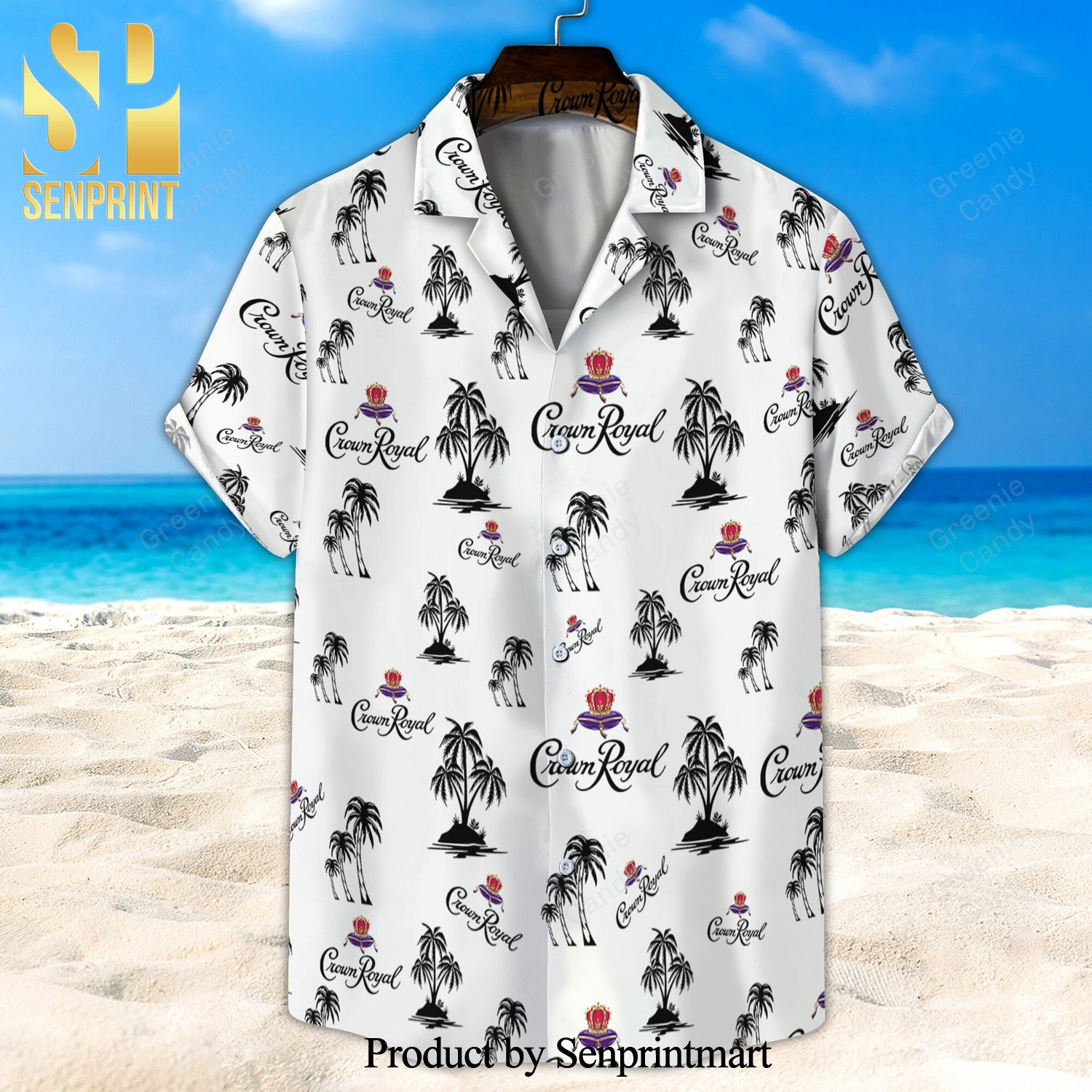 Black Crown Royal Palm Tree Full Printing Unisex Hawaiian Shirt And Beach Short – White