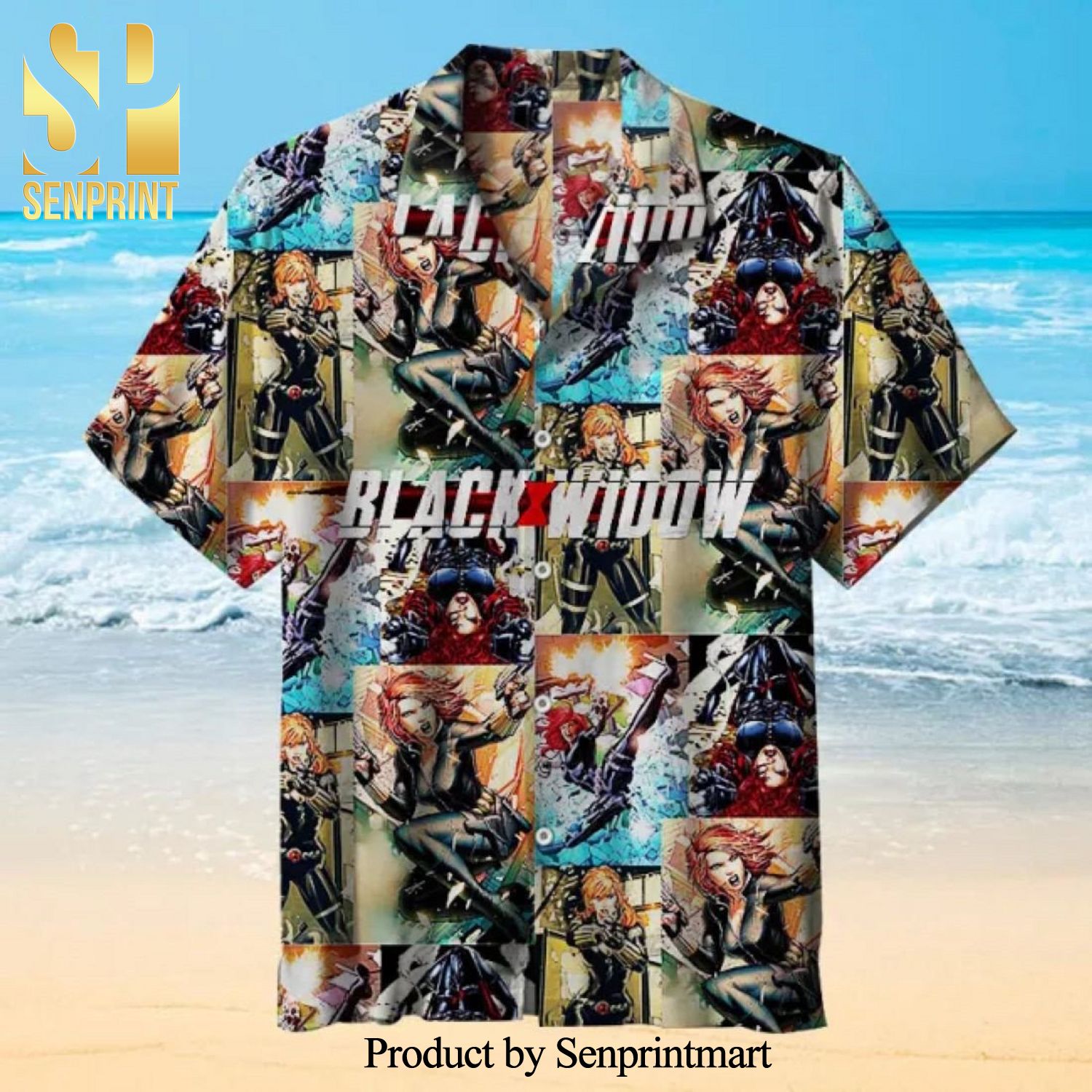 Black Widow Comics Marvel Full Printing Hawaiian Shirt