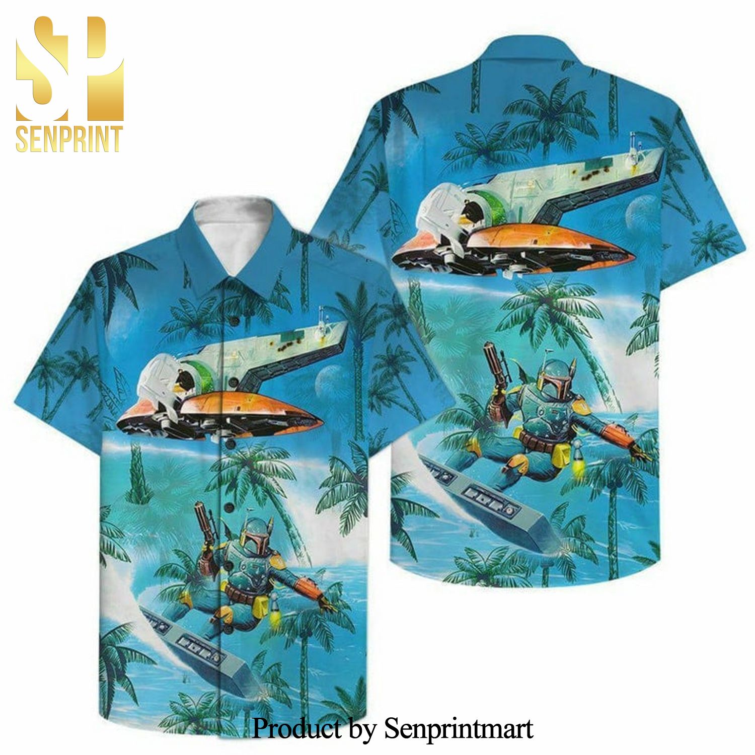 Boba Fett M And alorian Surfing Star Wars Full Printing Hawaiian Shirt