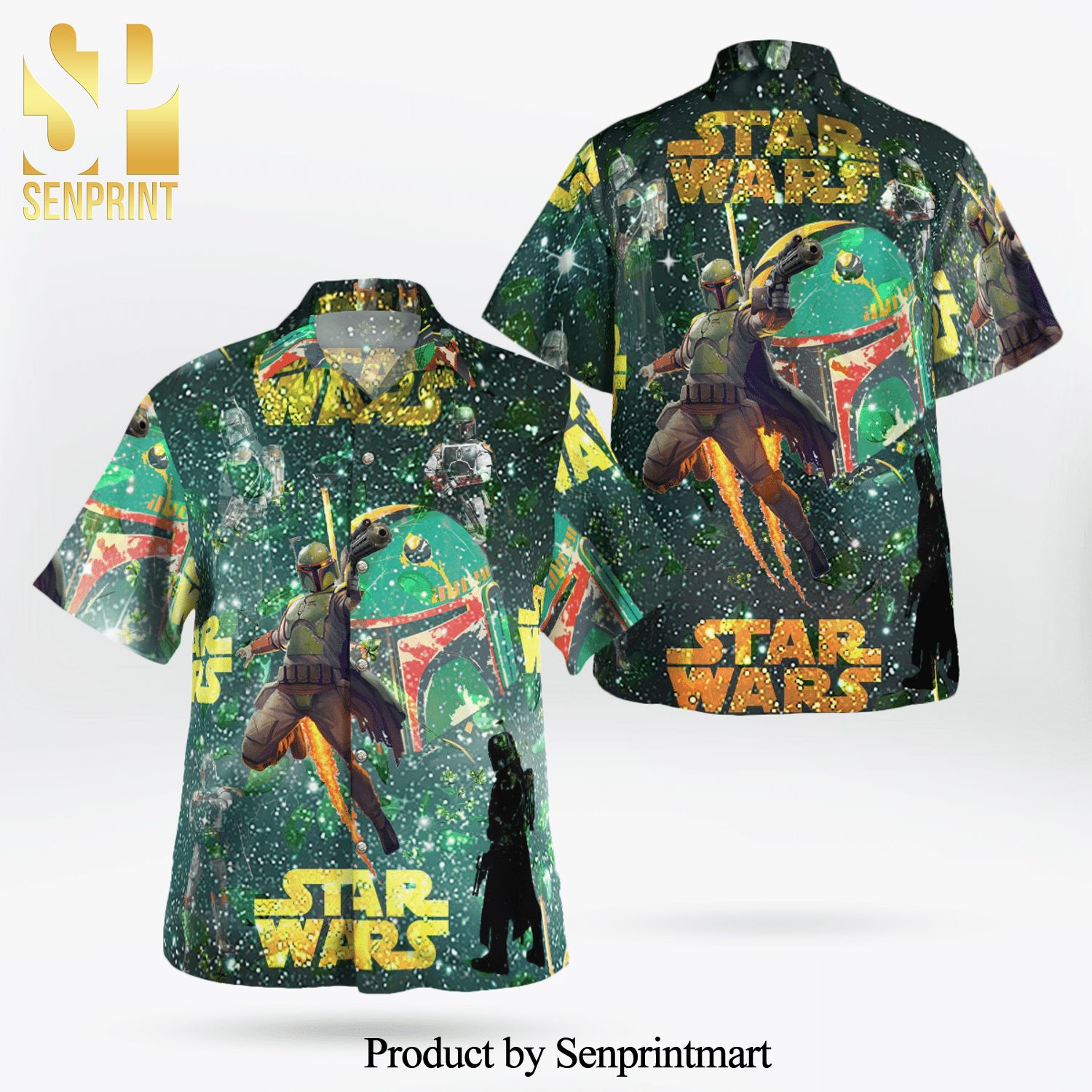 Boba Fett Star Wars Full Printing Hawaiian Shirt – Green Galaxy