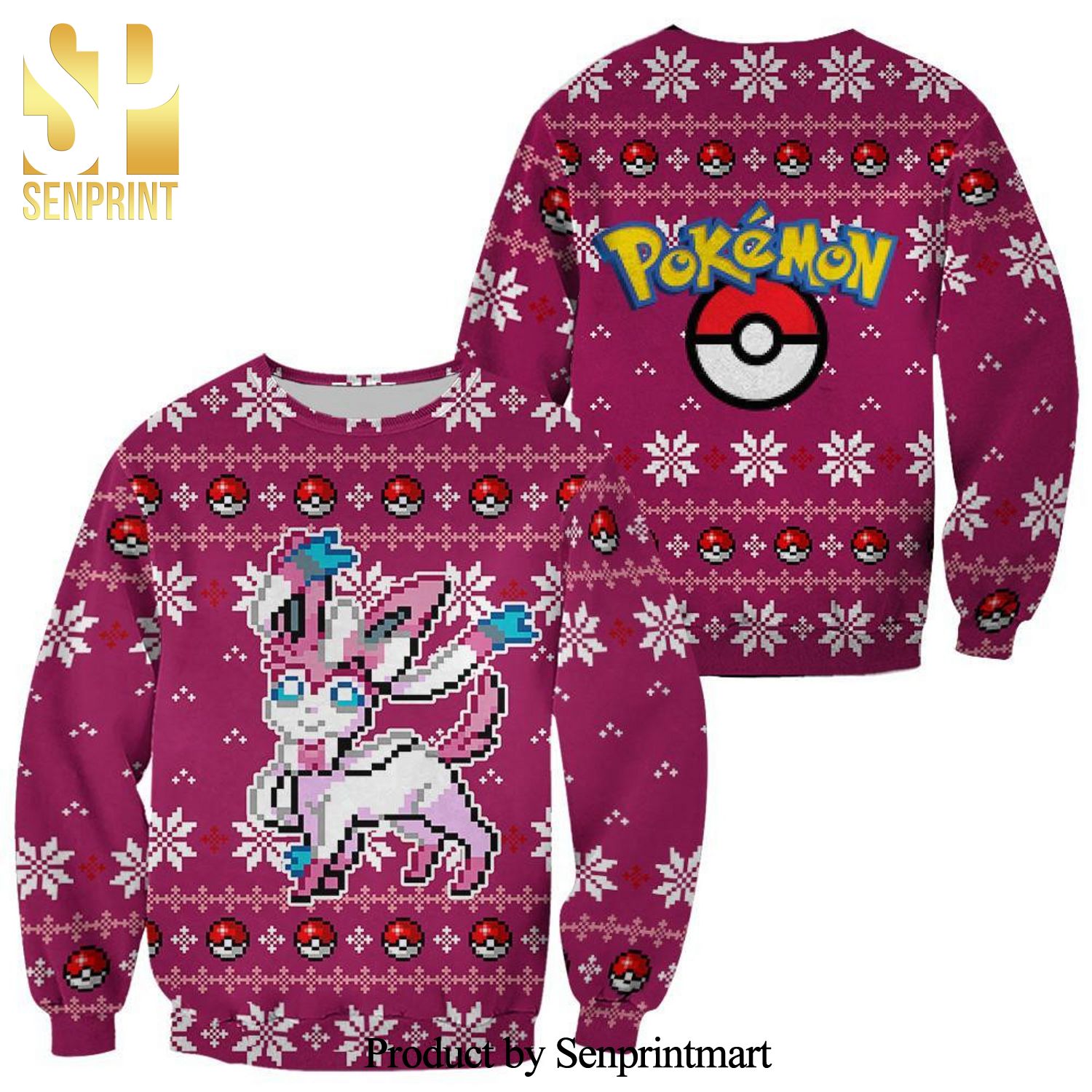 Sylveon Pokemon Manga Anime Knitted Ugly Christmas Sweater