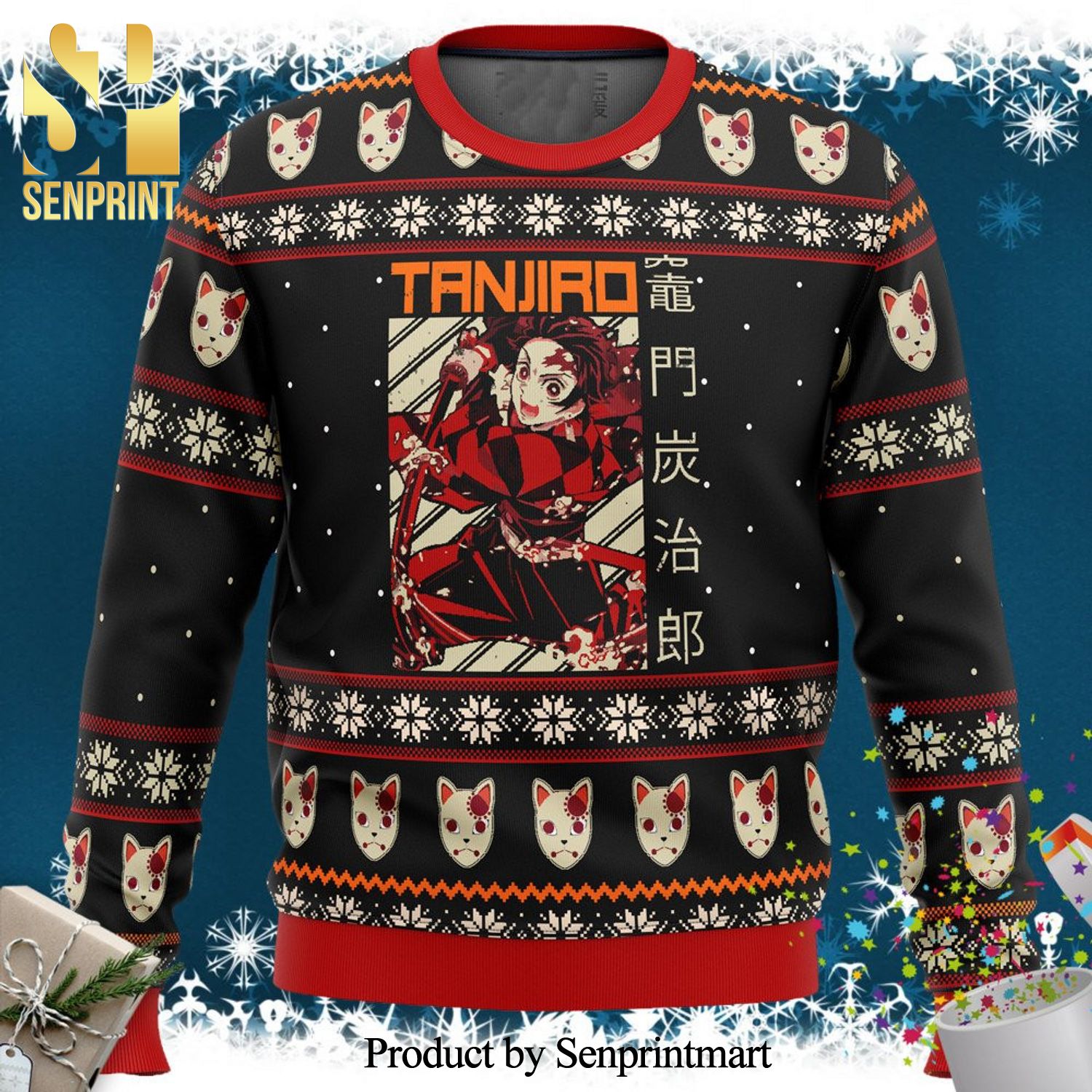 Tanjiro Kamado Demon Slayer Knitted Ugly Christmas Sweater