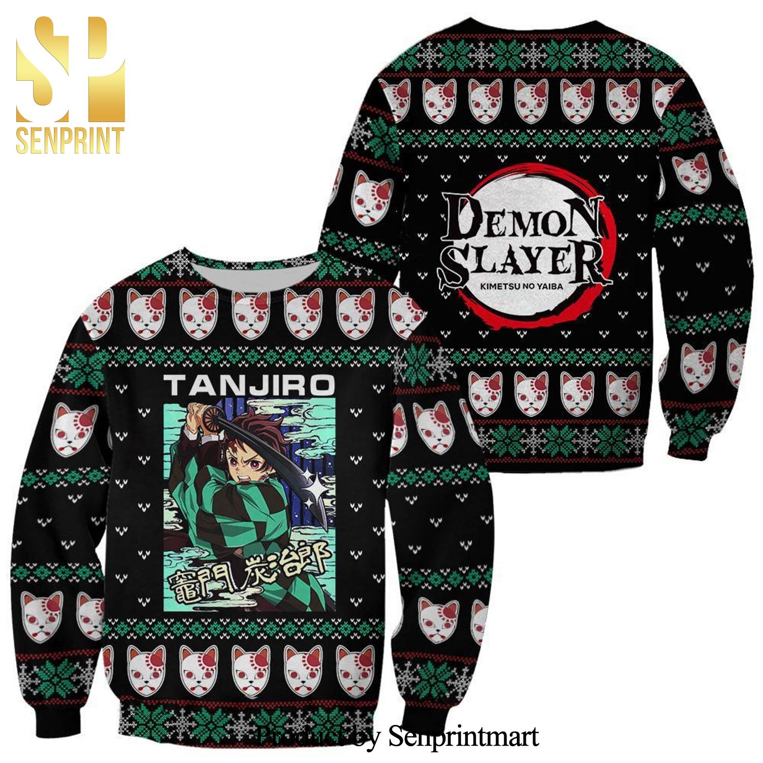 Tanjiro Kamado Fox Mask Demon Slayer Manga Anime Knitted Ugly Christmas Sweater