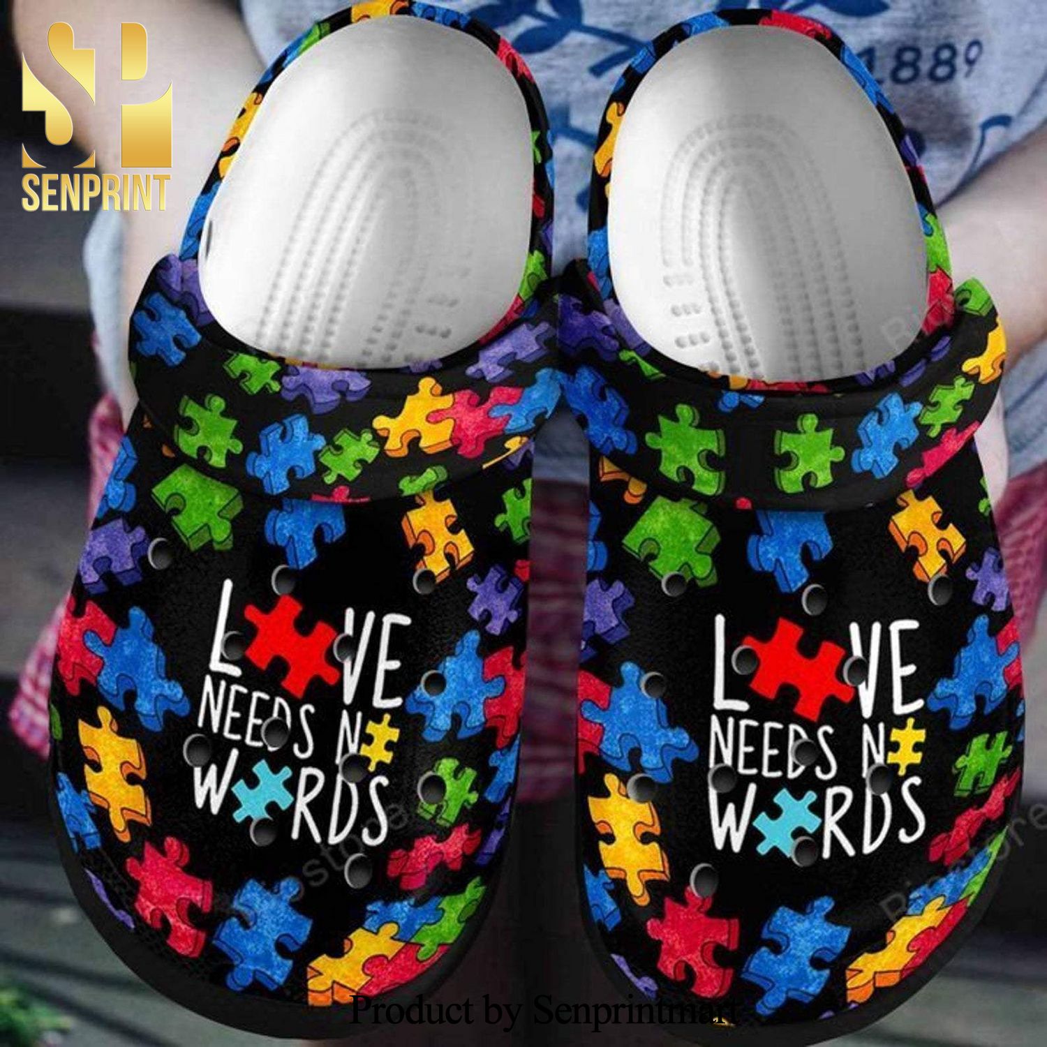 Love Need No Words Puzzle 6 Gift For Lover 3D Crocband Crocs