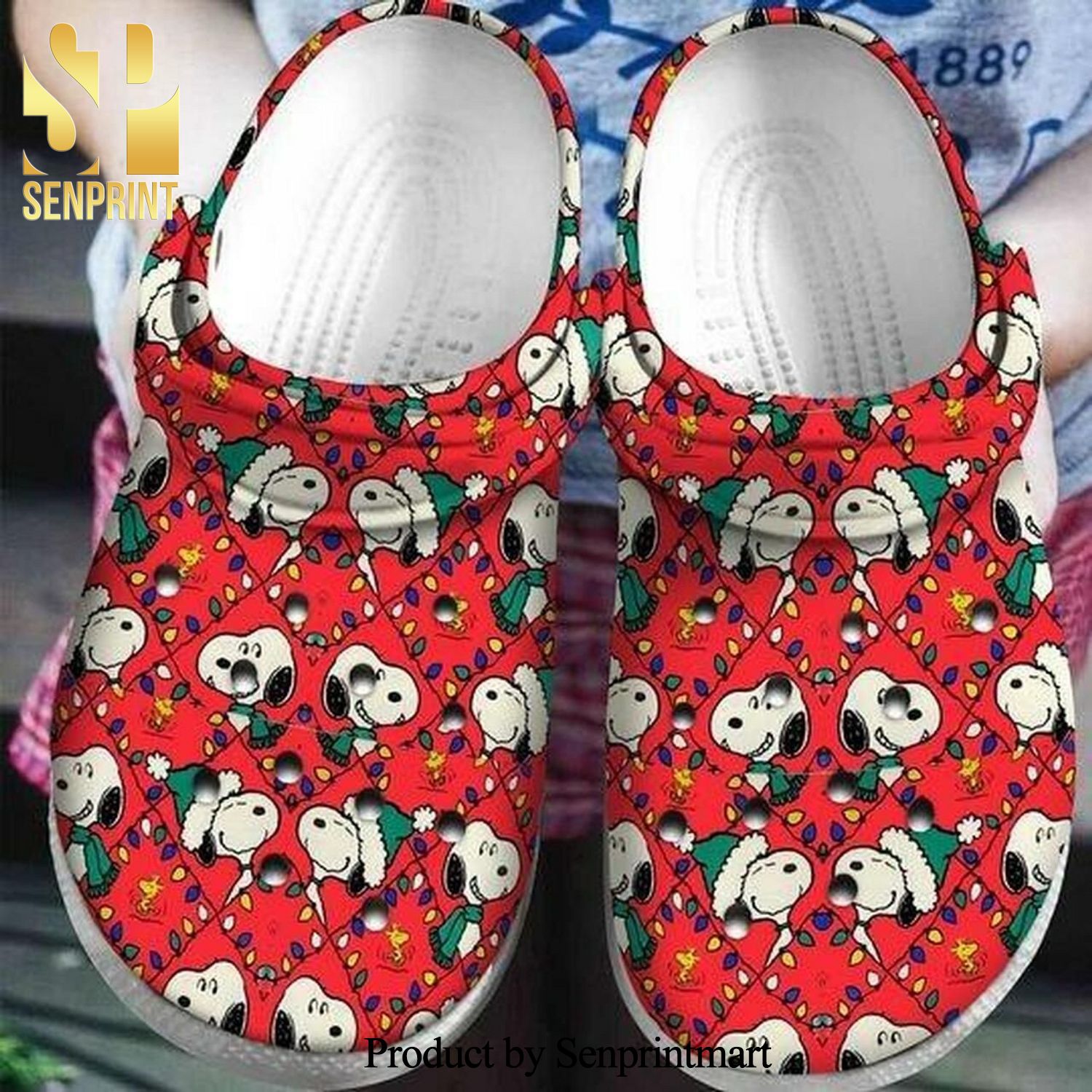 Lovely Christmas Snoopy Icon Personalized 12 Gift For Lover Full Printing Crocs Unisex Crocband Clogs