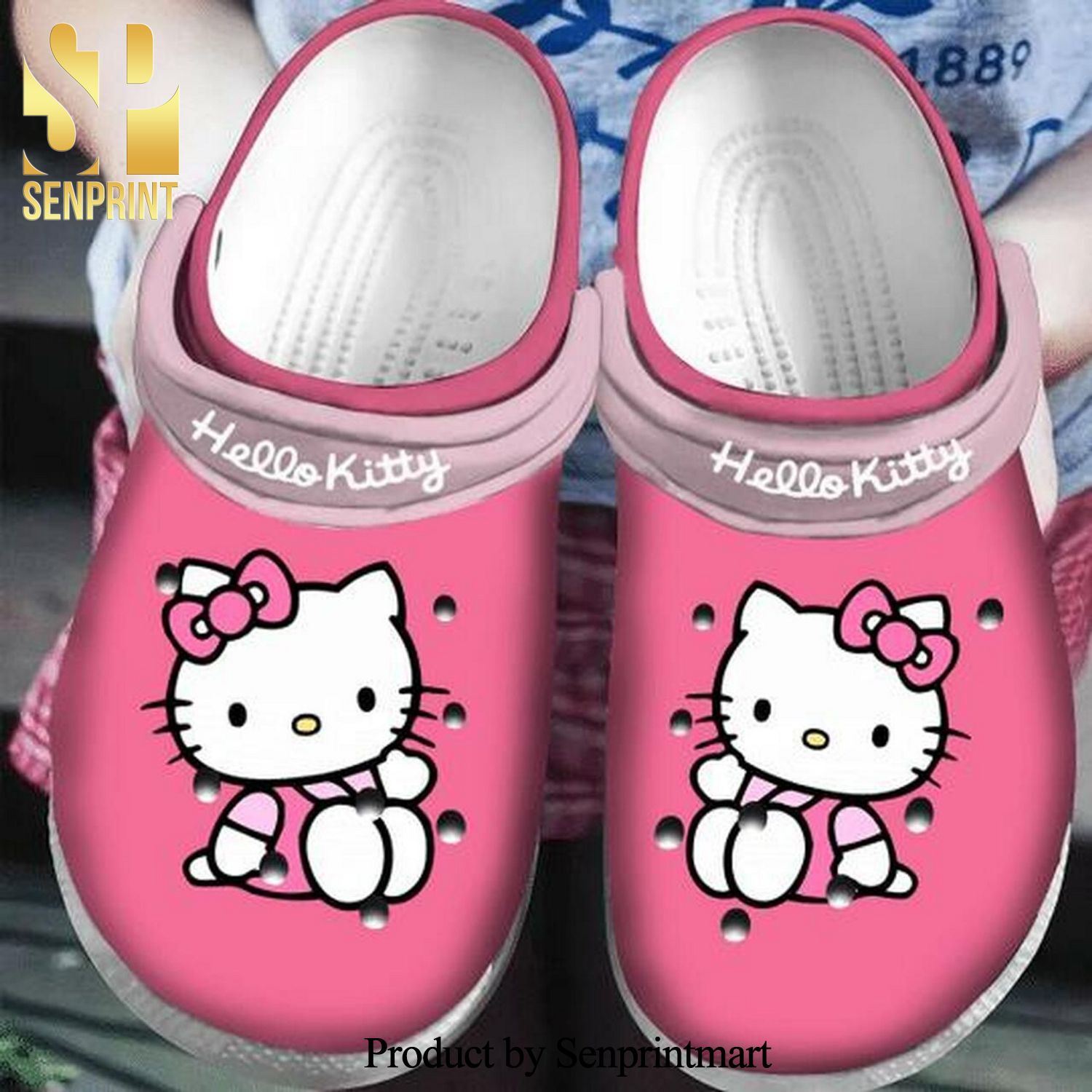 Lovely Hello Kitty Personalized Cartoon Gift For Lover Street Style Crocs Crocband Adult Clogs