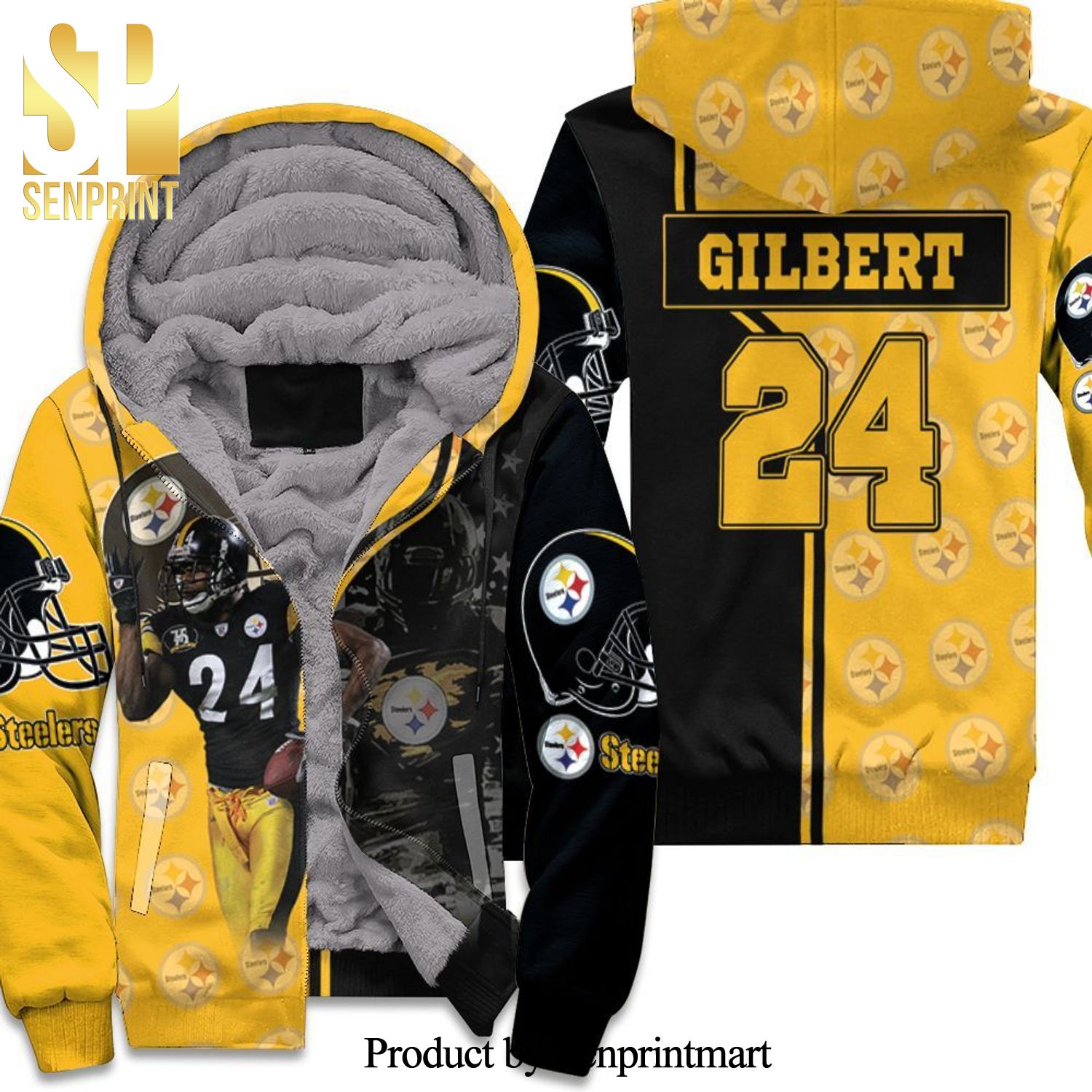 24 Justin Gilbert 24 Player Pittsburgh Steelers NFL Season Hot Fashion Unisex Fleece Hoodie